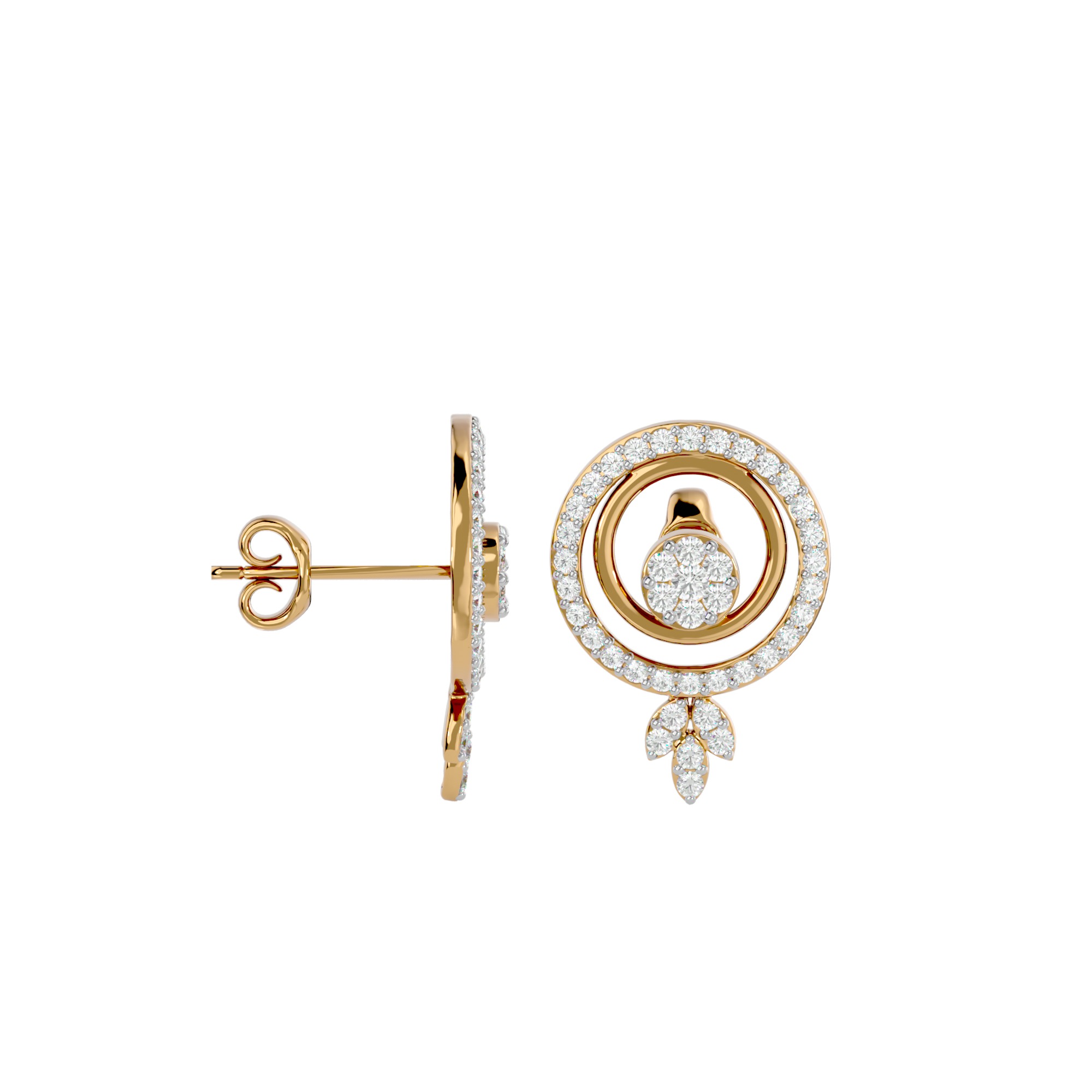 Light Minimalist Diamond Ring Earrings Pendant Set 3D print model_29