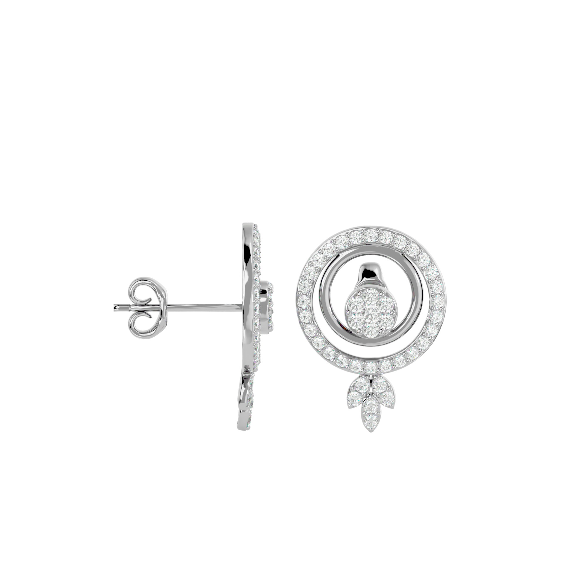 Light Minimalist Diamond Ring Earrings Pendant Set 3D print model_35