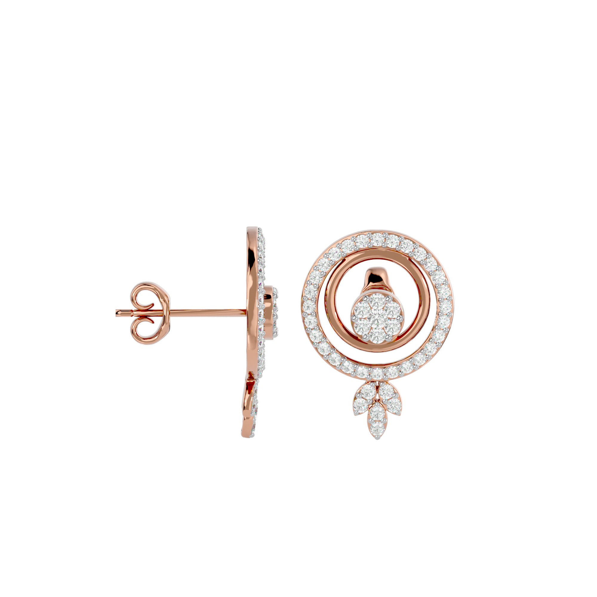 Light Minimalist Diamond Ring Earrings Pendant Set 3D print model_32