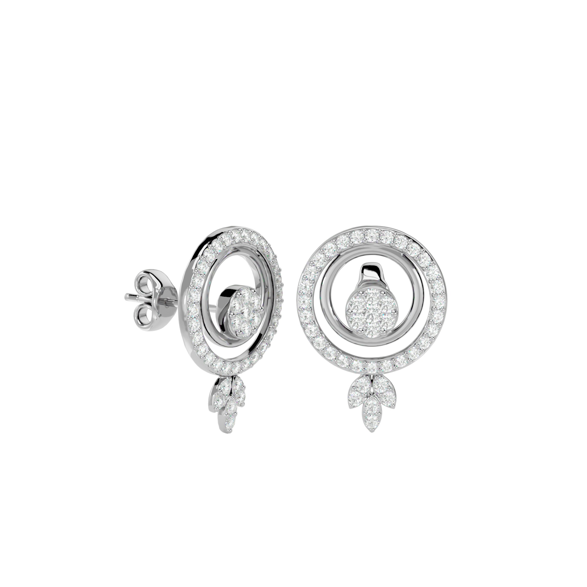 Light Minimalist Diamond Ring Earrings Pendant Set 3D print model_20