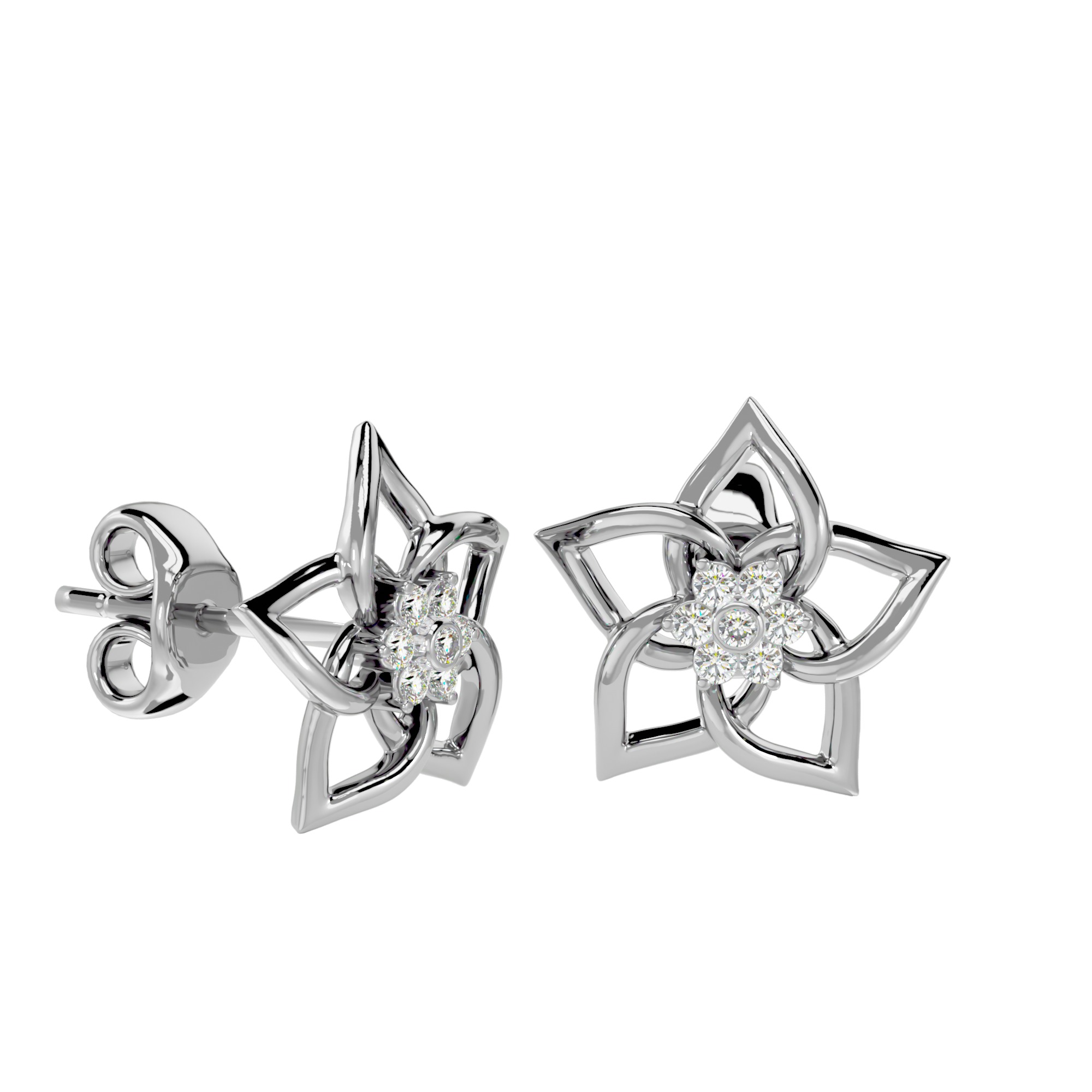 Light Minimalist Diamond Ring Earrings Pendant Set 3D print model_21