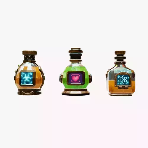 Set of bottles with potion