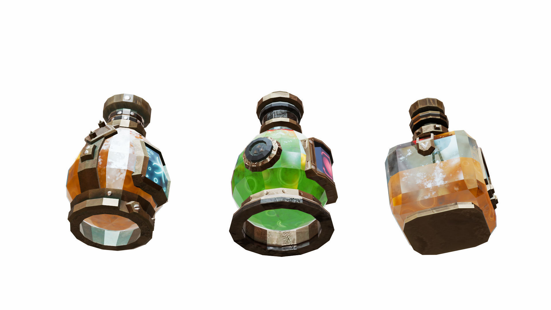 Set of bottles with potion Low-poly 3D model_5