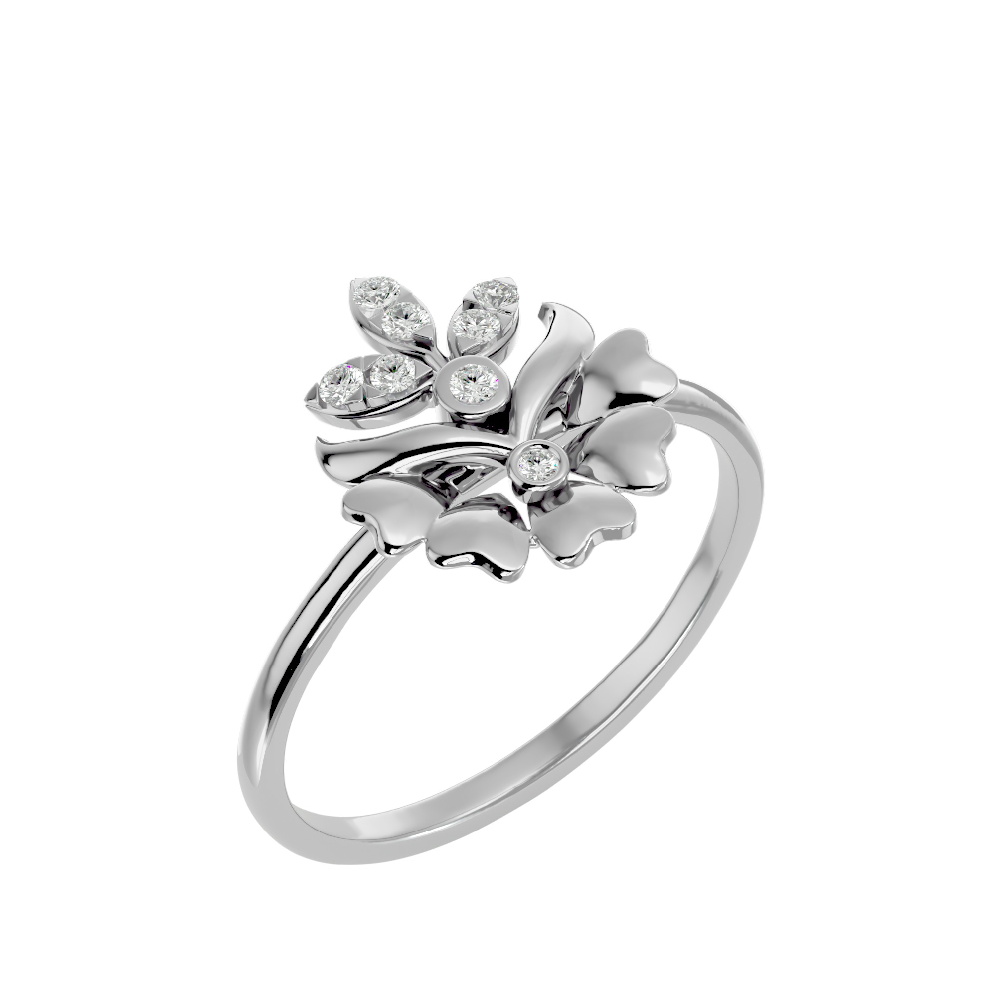 Light Minimalist Diamond Ring Earrings Pendant Set 3D print model_11