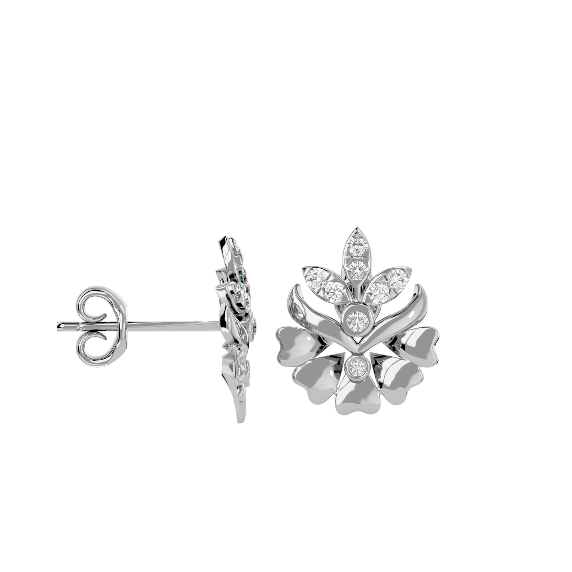 Light Minimalist Diamond Ring Earrings Pendant Set 3D print model_35