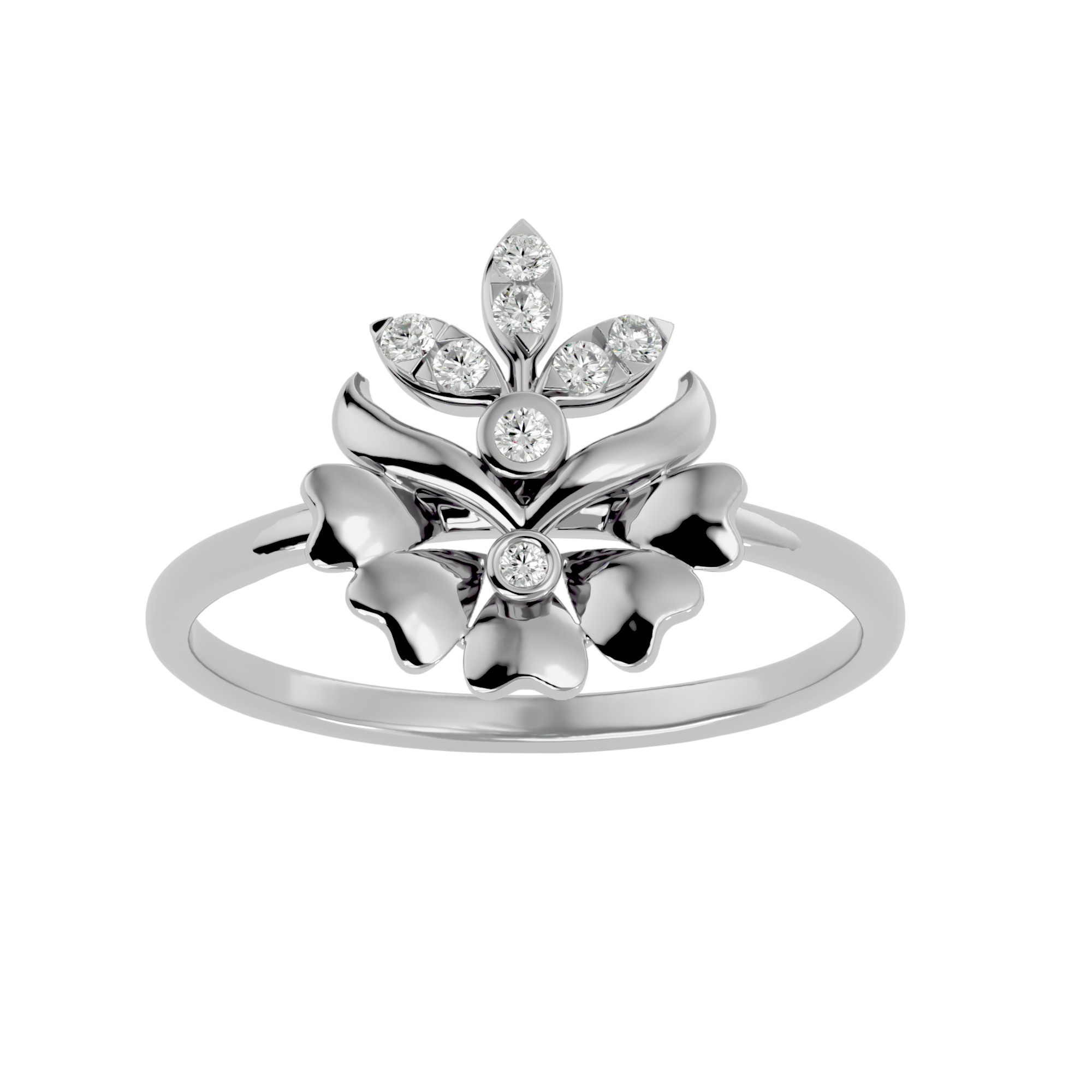 Light Minimalist Diamond Ring Earrings Pendant Set 3D print model_19