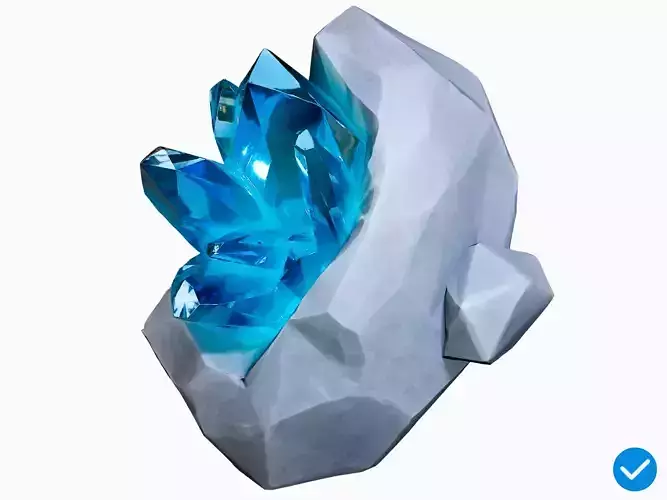 Cartoon Mineral With The Blue Crystal