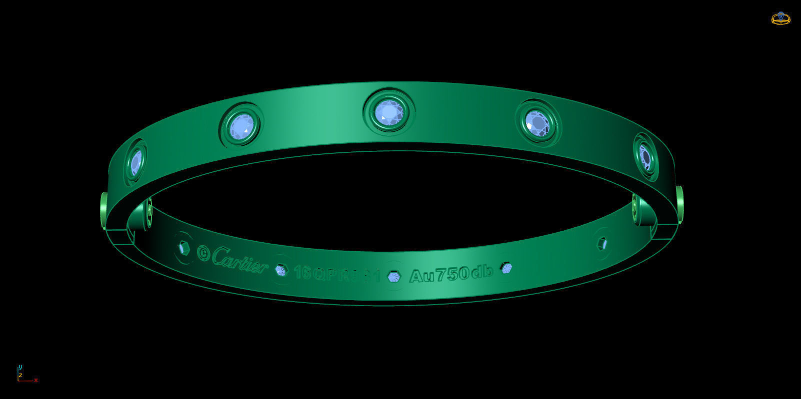 Love Bracelet 16 Size Full Gem 3D print model_12