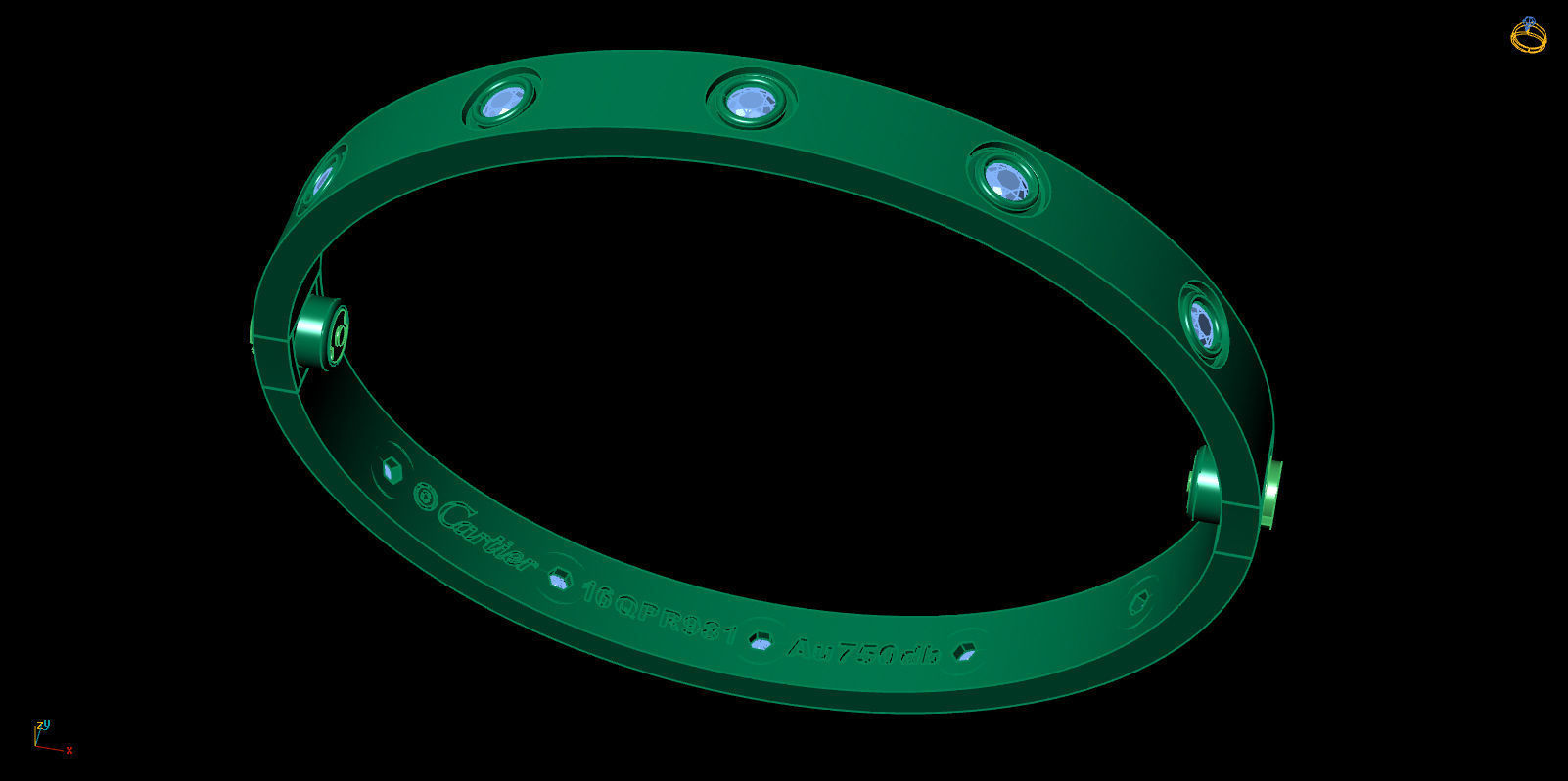 Love Bracelet 16 Size Full Gem 3D print model_6