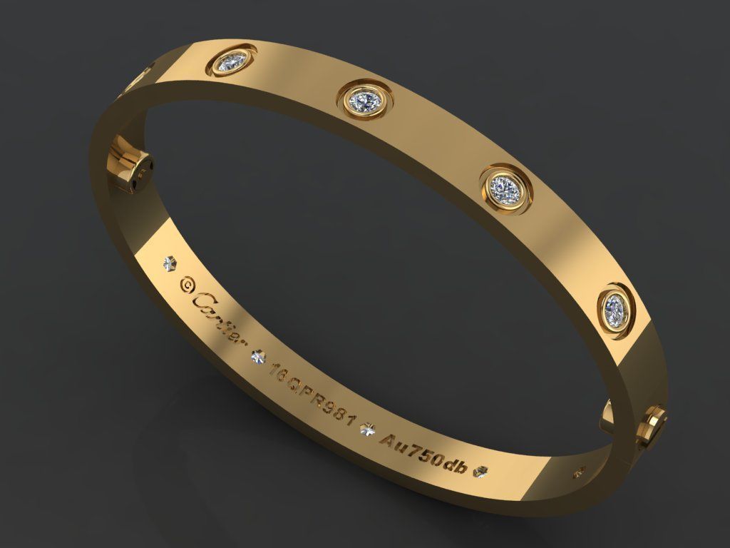 Love Bracelet 16 Size Full Gem 3D print model_1