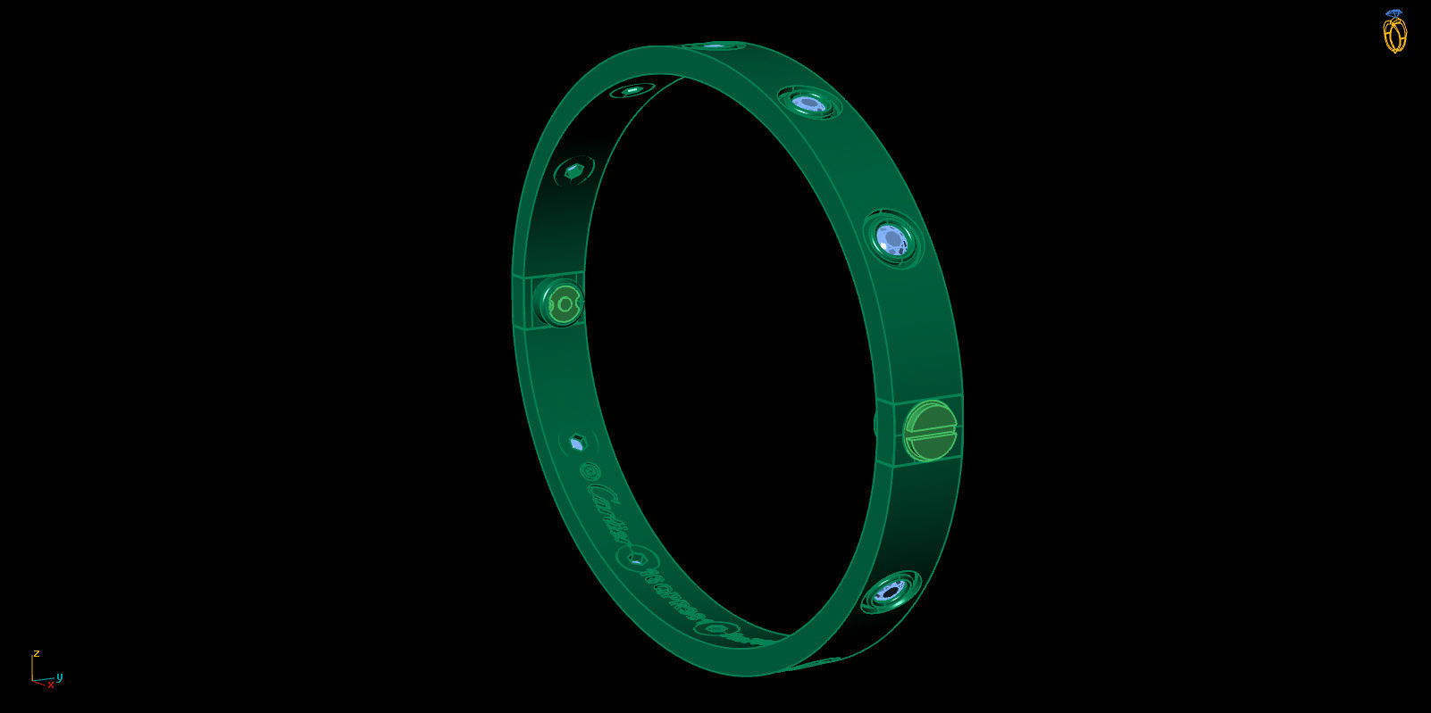 Love Bracelet 16 Size Full Gem 3D print model_13