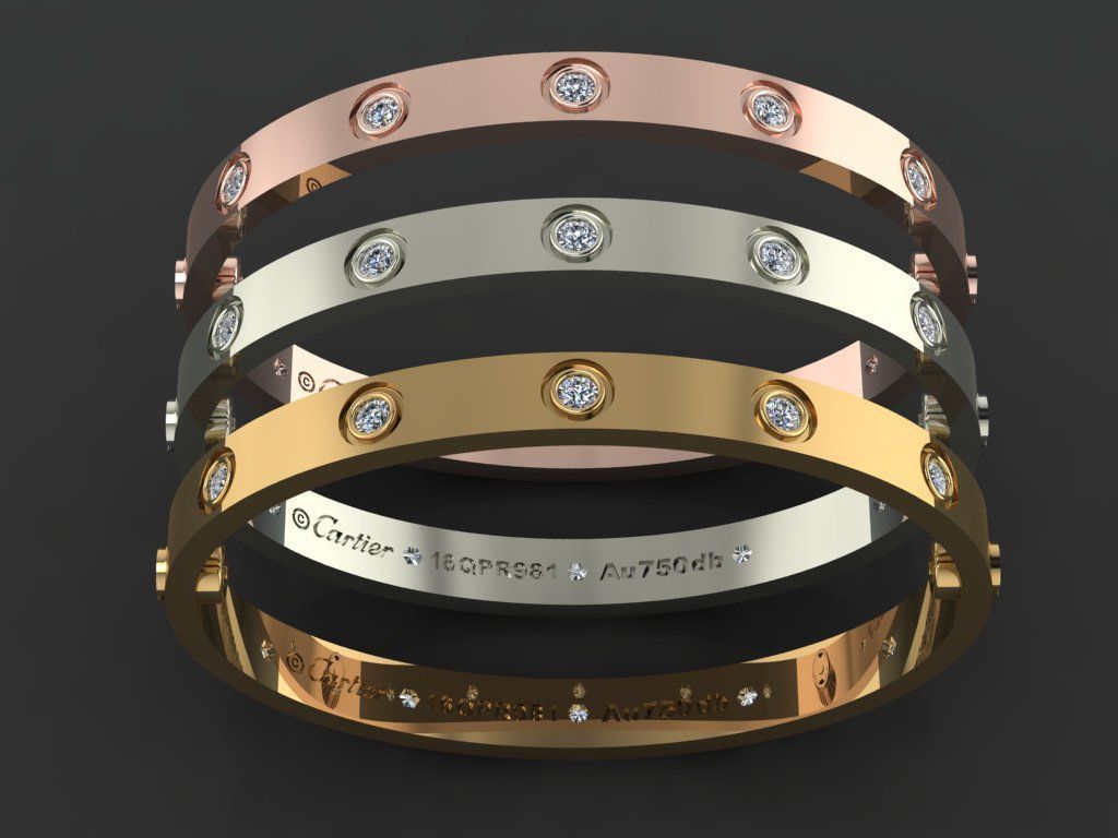 Love Bracelet 16 Size Full Gem 3D print model_2