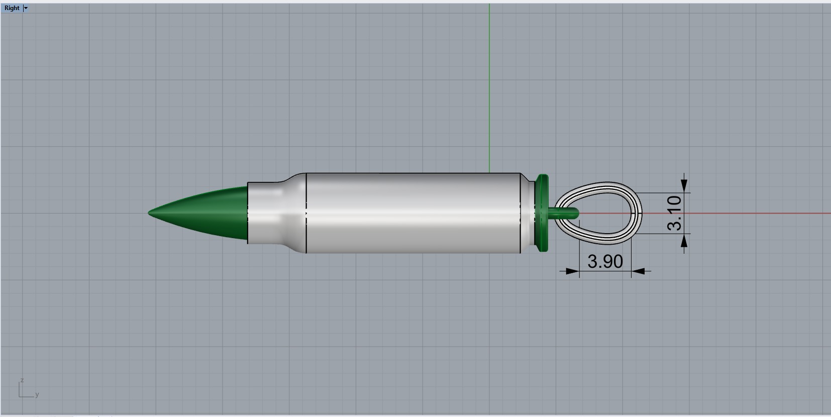 Bullet pendant empty inside model 945 3D print model_8