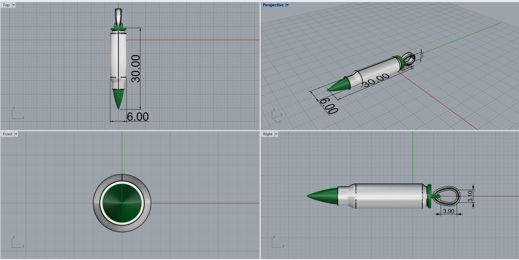 Bullet pendant empty inside model 945 3D print model_4