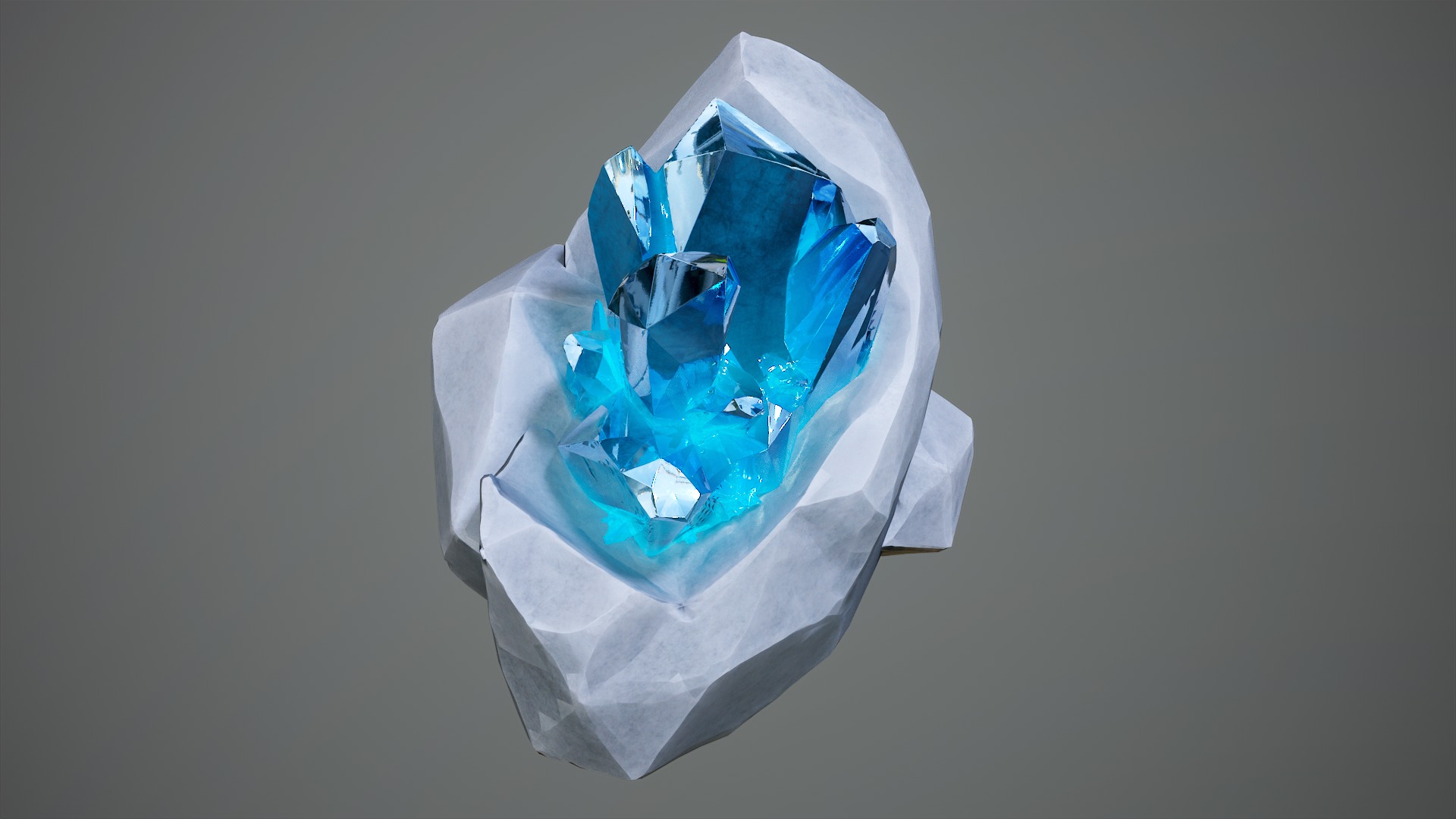 X3 Stylized Cartoon Ore And Crystals Minerals Package Low-poly 3D model_8