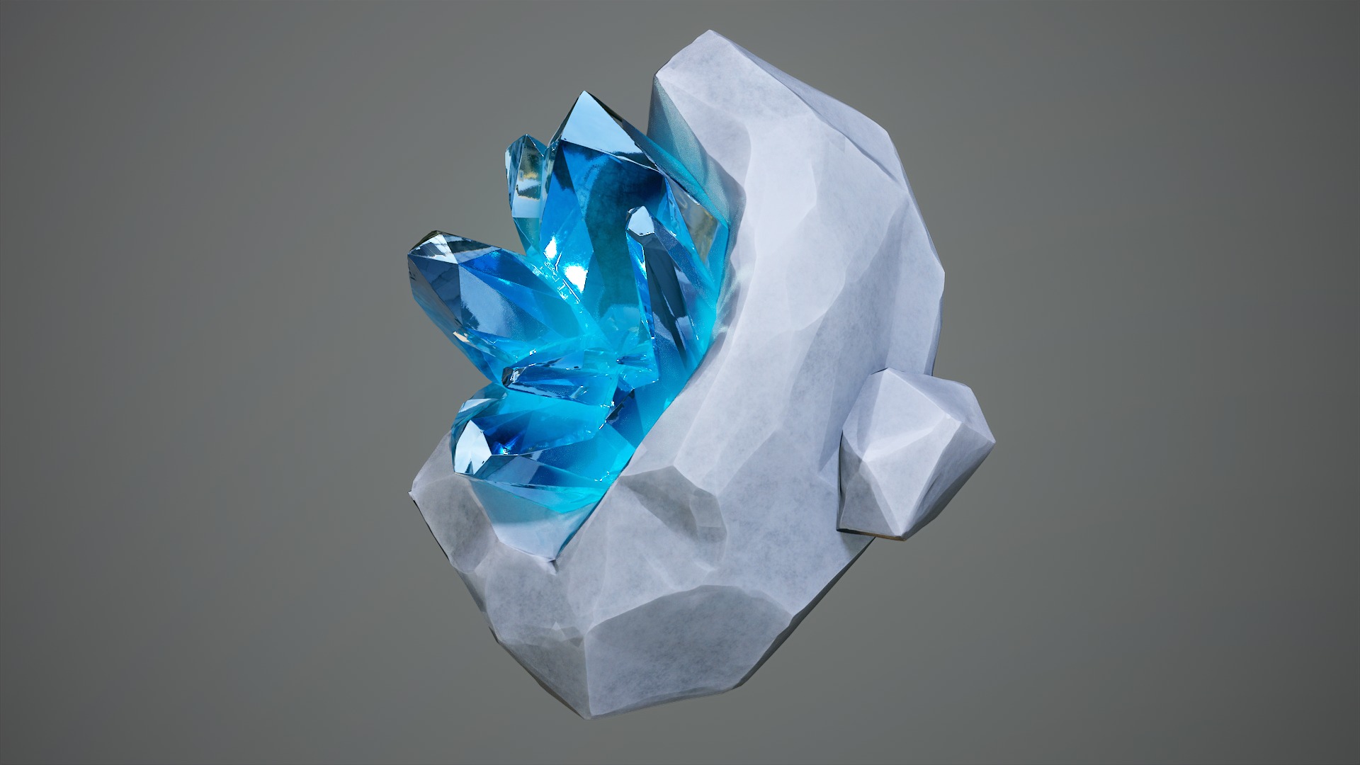 X3 Stylized Cartoon Ore And Crystals Minerals Package Low-poly 3D model_7