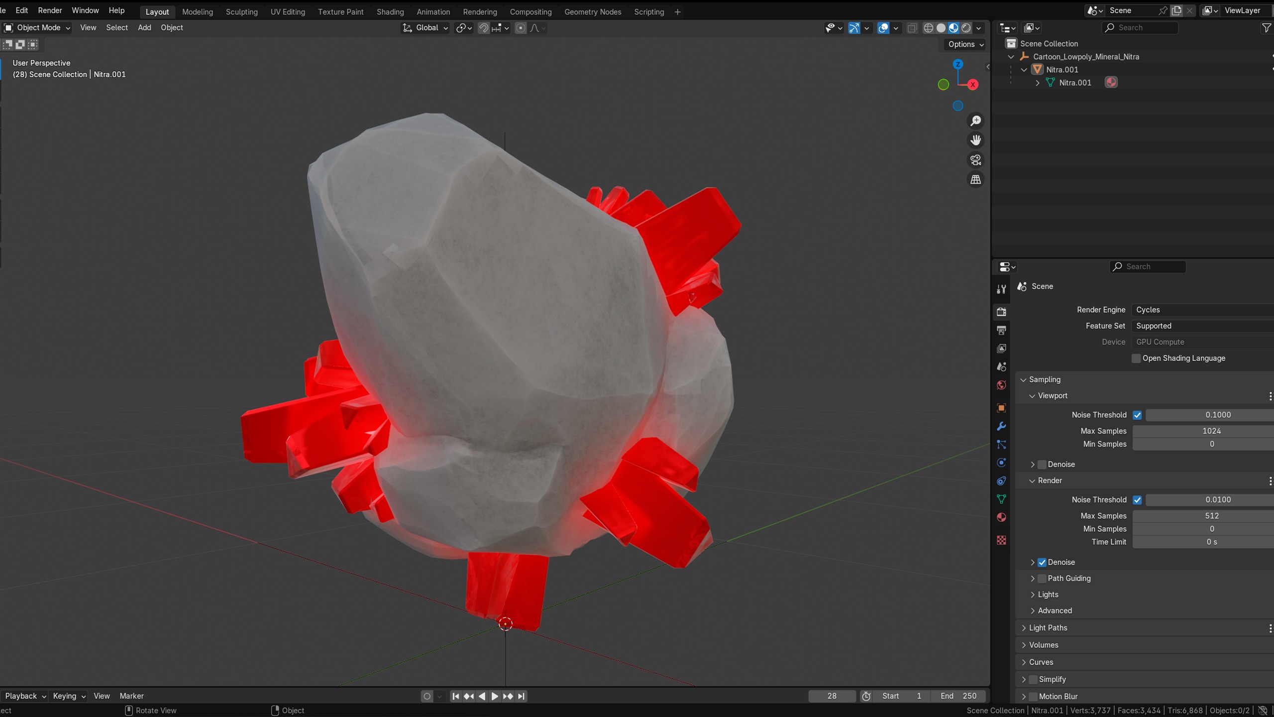 X3 Stylized Cartoon Ore And Crystals Minerals Package Low-poly 3D model_6