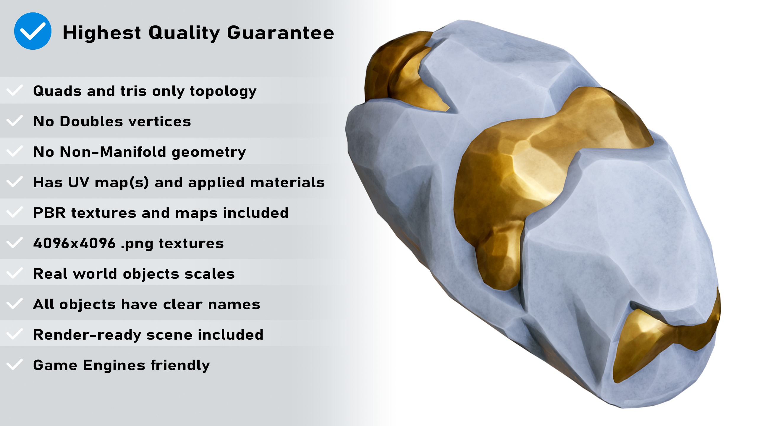 X3 Stylized Cartoon Ore And Crystals Minerals Package Low-poly 3D model_2