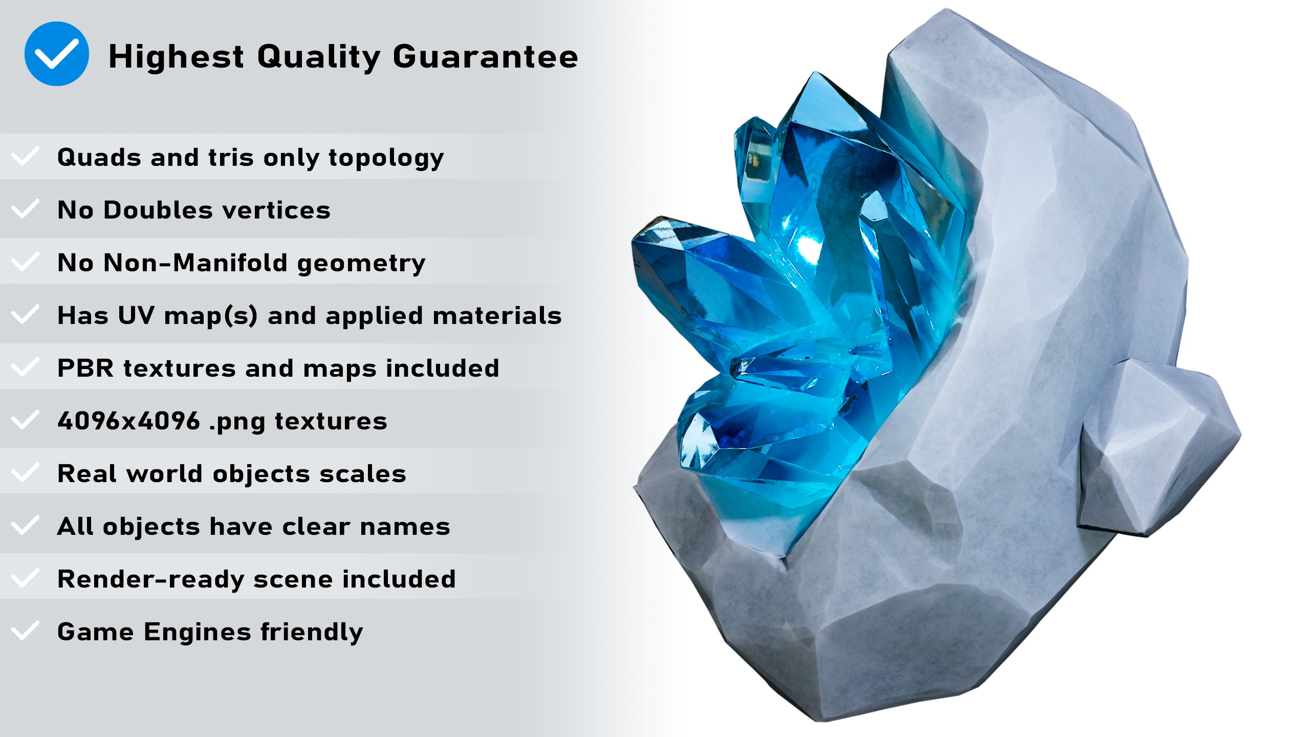 X3 Stylized Cartoon Ore And Crystals Minerals Package Low-poly 3D model_1