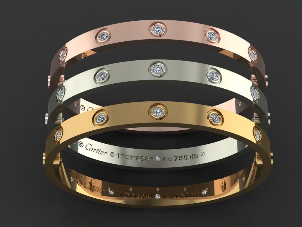 Love Bracelet 17 Size Full Gem 3D print model_2