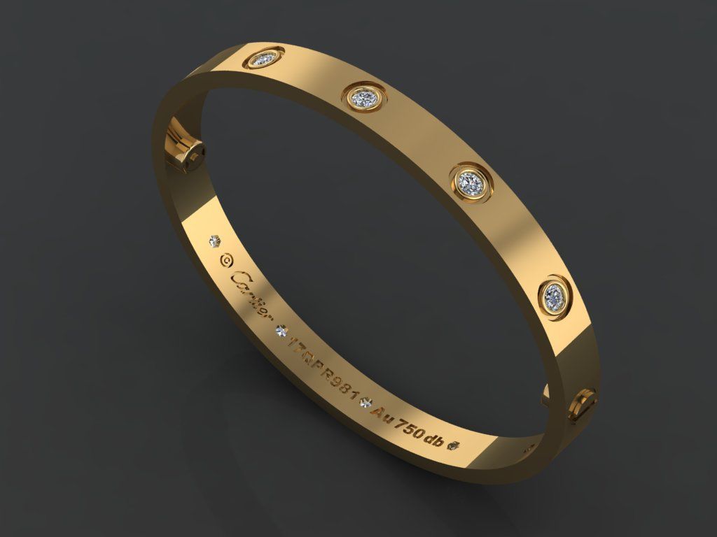 Love Bracelet 17 Size Full Gem 3D print model_1