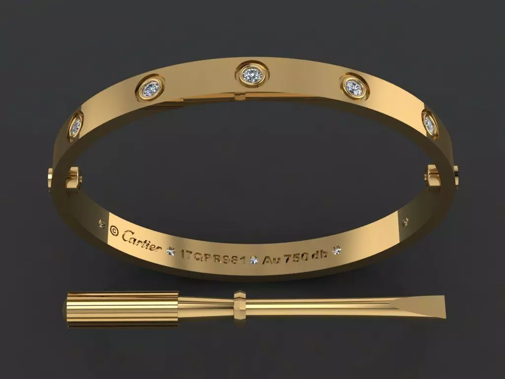 Love Bracelet 17 Size Full Gem 3D print model_0