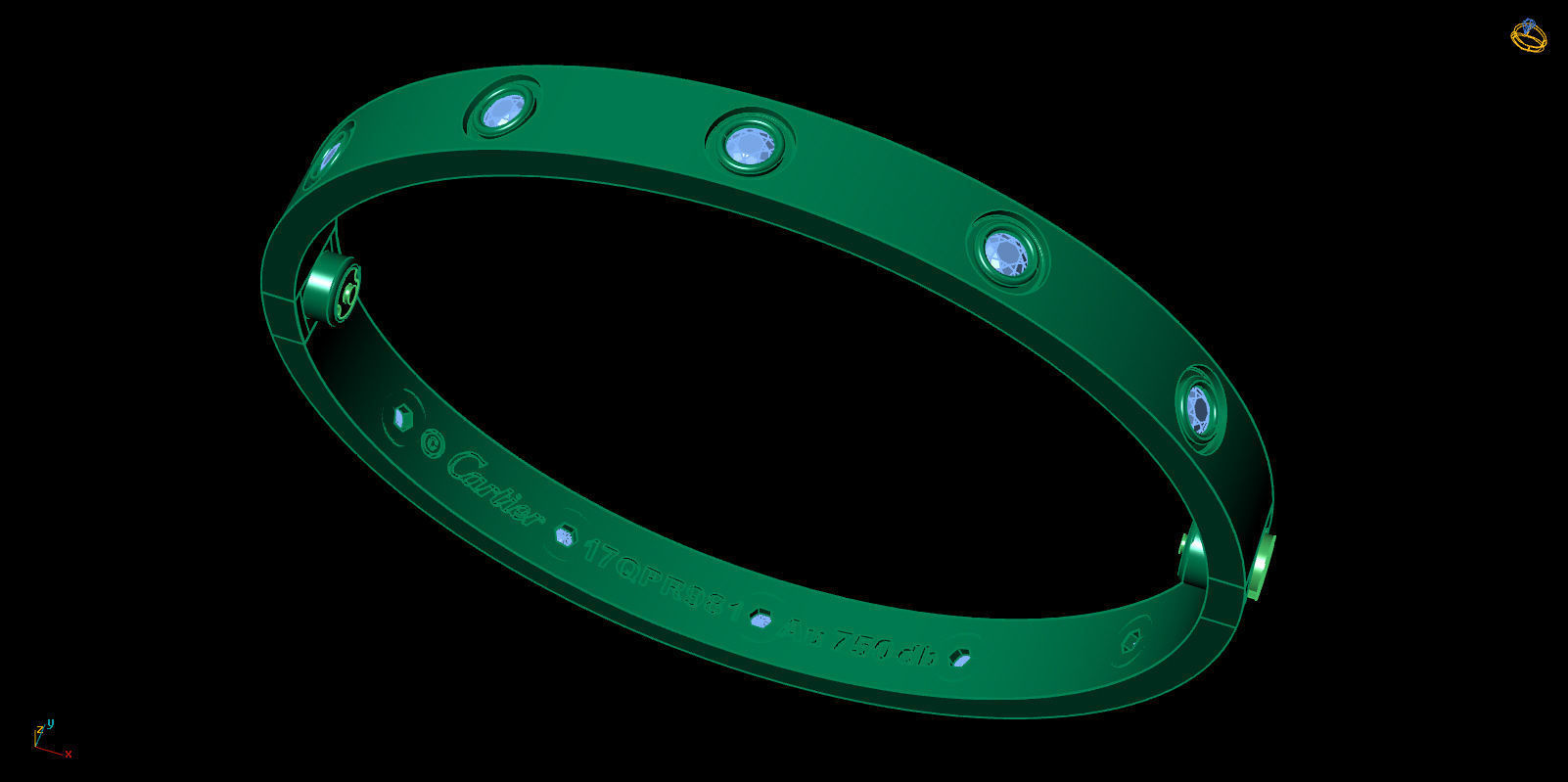 Love Bracelet 17 Size Full Gem 3D print model_6