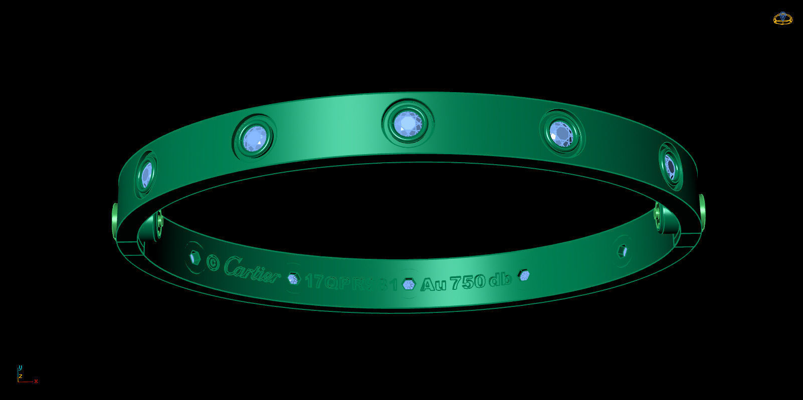 Love Bracelet 17 Size Full Gem 3D print model_12