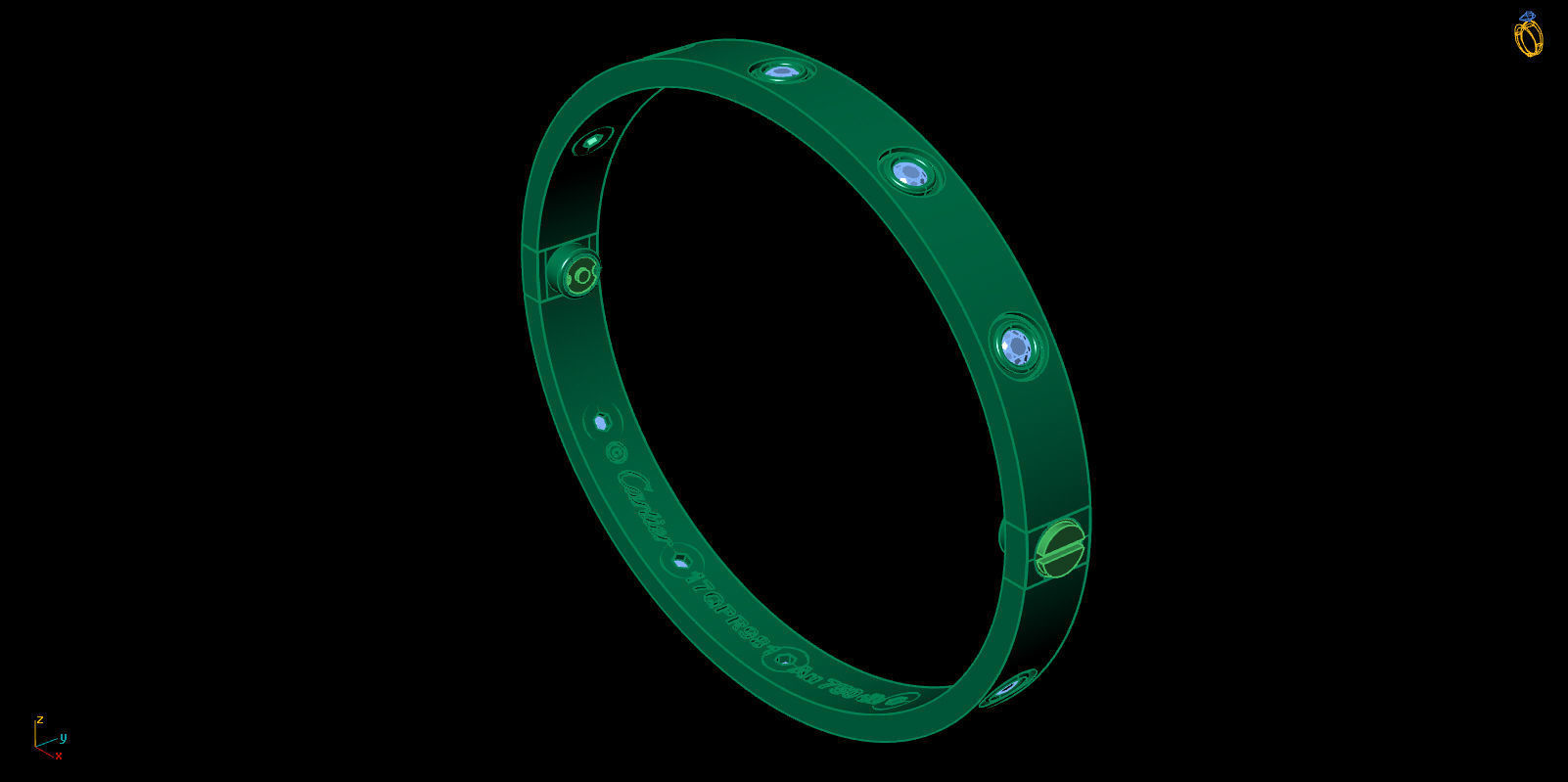 Love Bracelet 17 Size Full Gem 3D print model_13