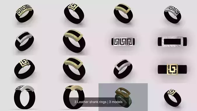 3 Leather shank rings