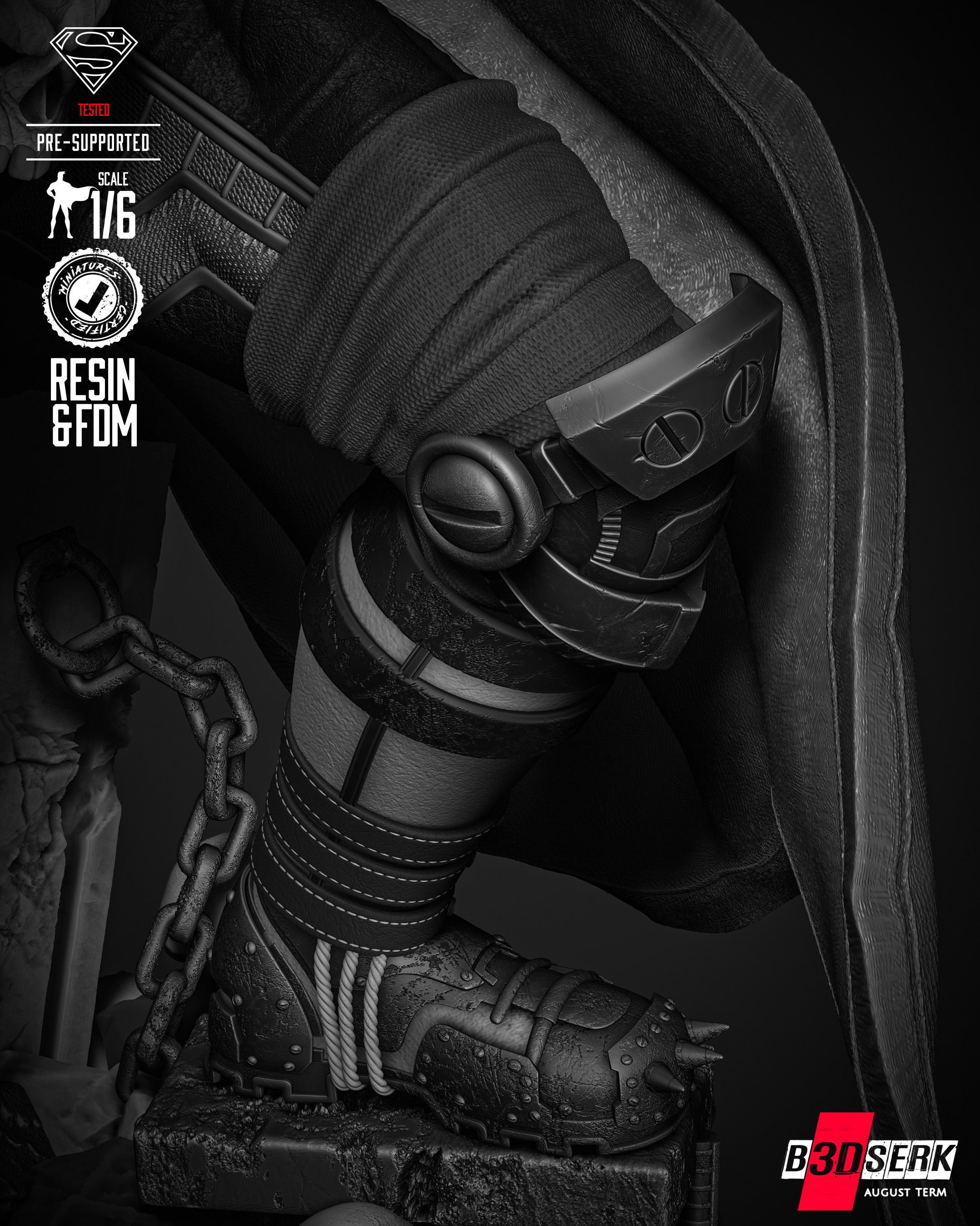 B3DSERK  Superman Dark Nights Sculpture 3D print model 3D print model_72