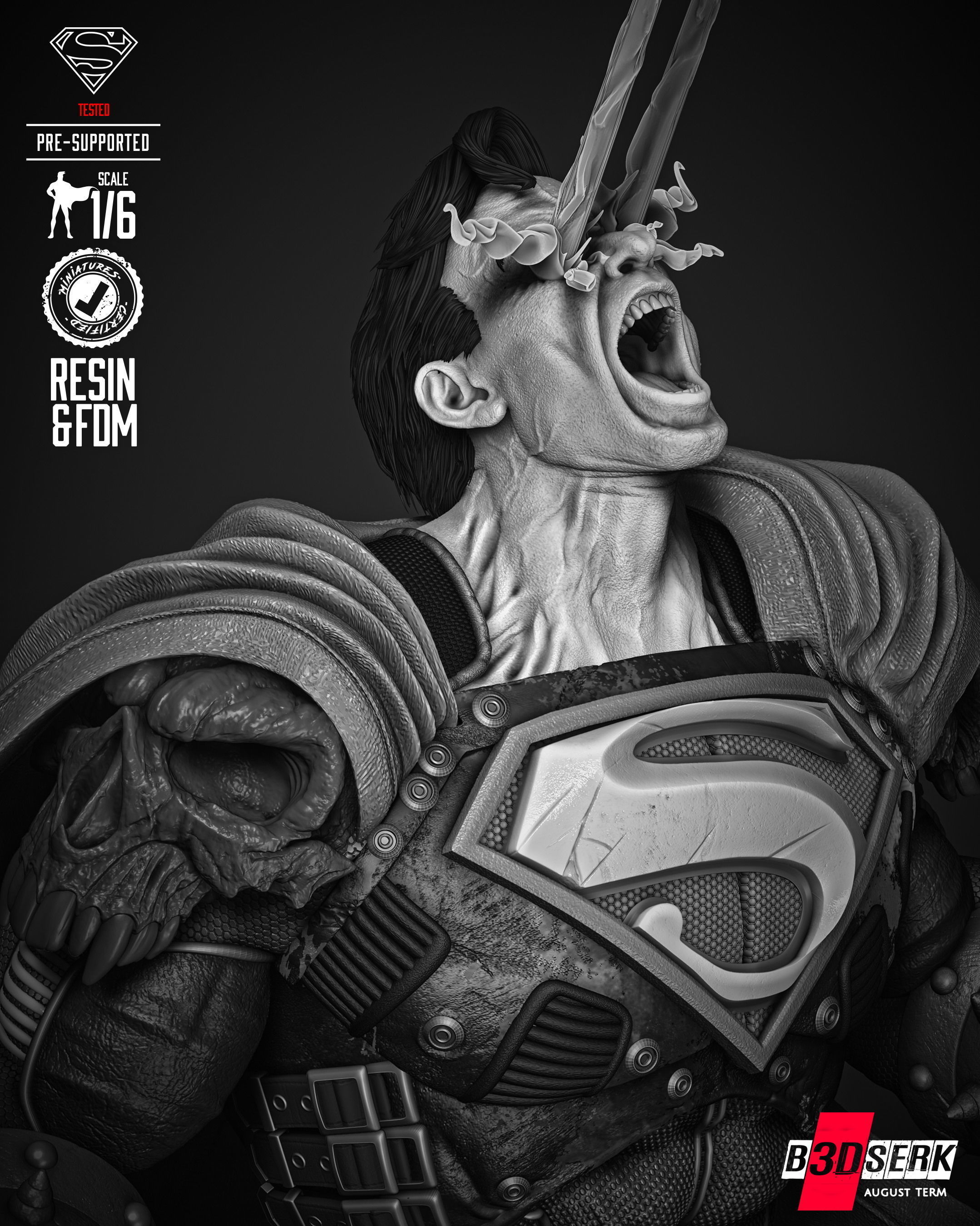 B3DSERK  Superman Dark Nights Sculpture 3D print model 3D print model_20