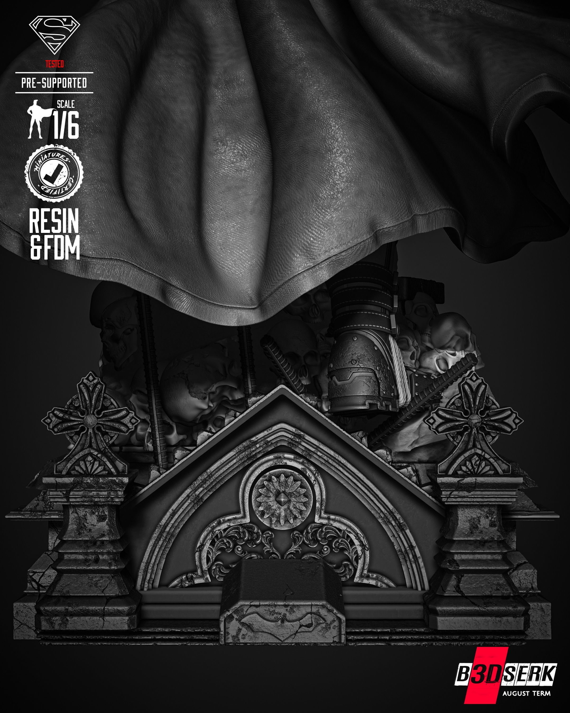 B3DSERK  Superman Dark Nights Sculpture 3D print model 3D print model_35