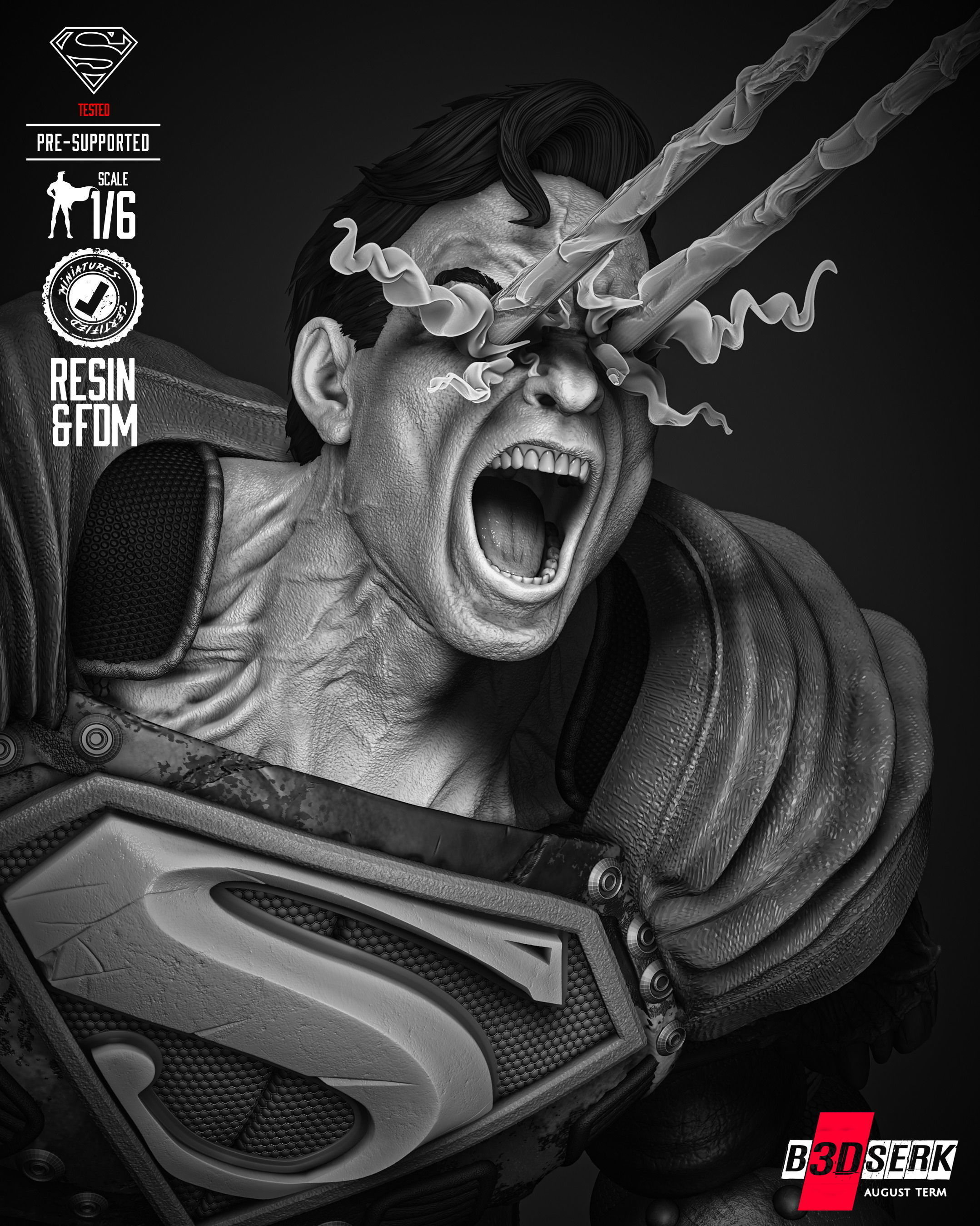 B3DSERK  Superman Dark Nights Sculpture 3D print model 3D print model_41
