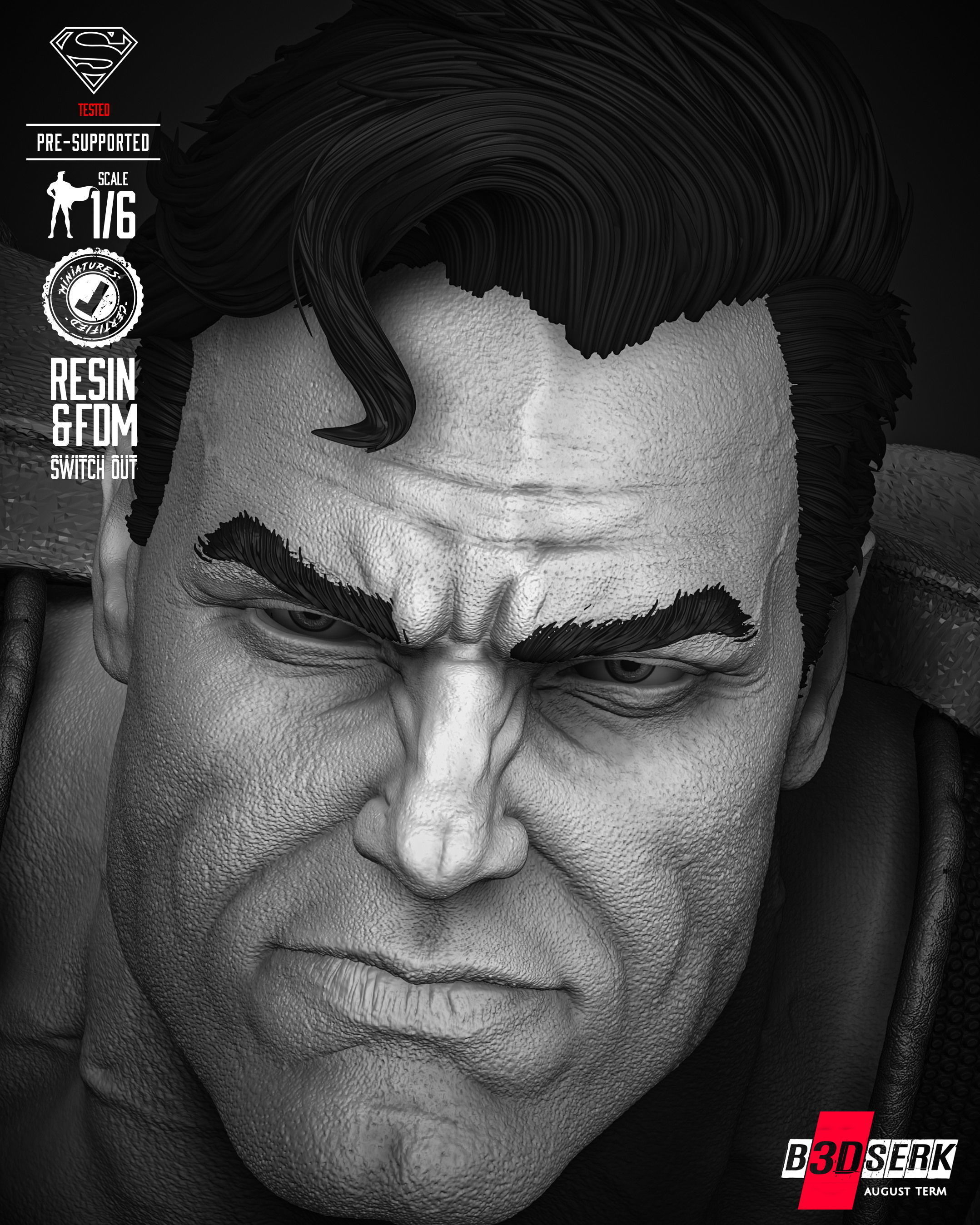 B3DSERK  Superman Dark Nights Sculpture 3D print model 3D print model_44