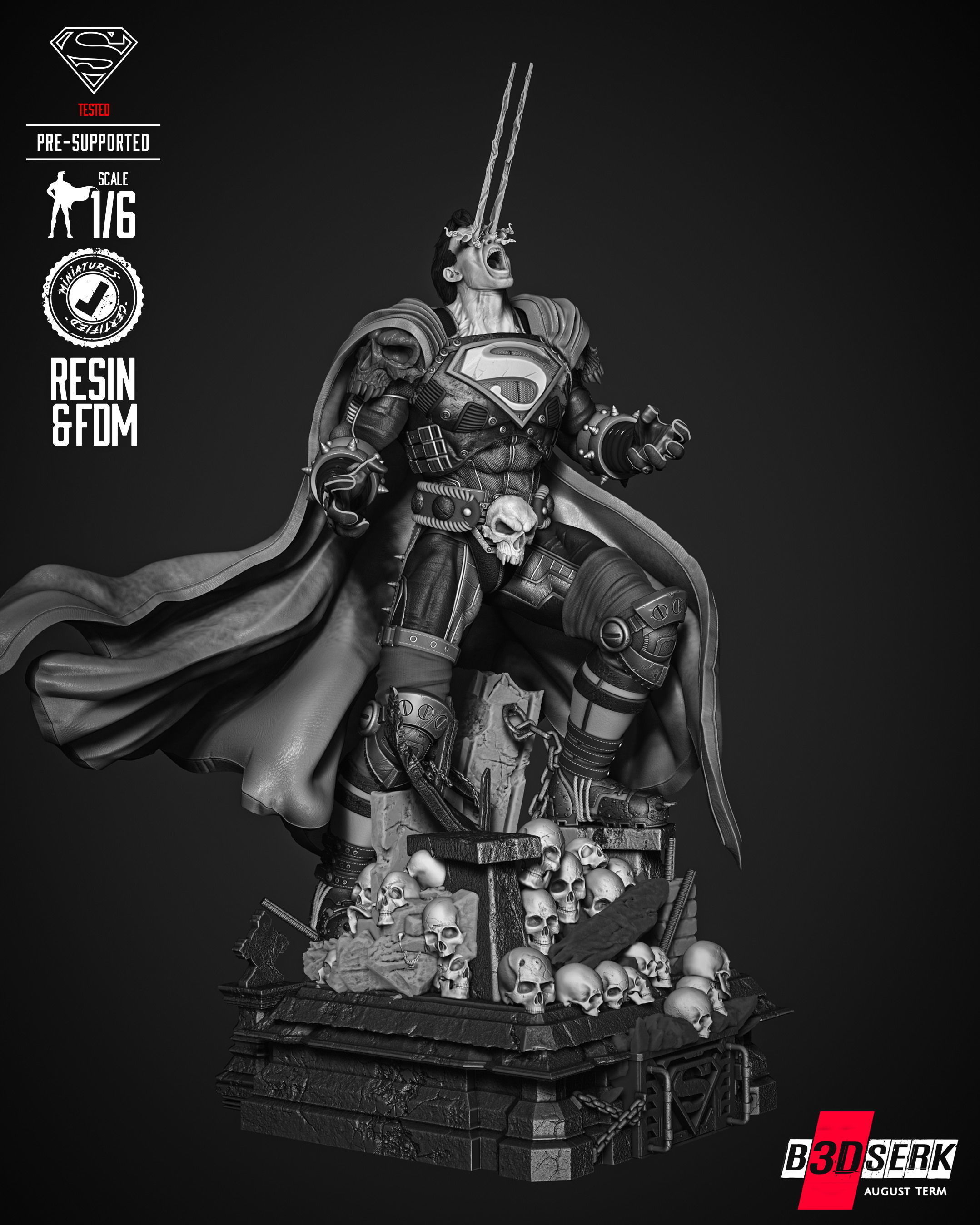 B3DSERK  Superman Dark Nights Sculpture 3D print model 3D print model_27