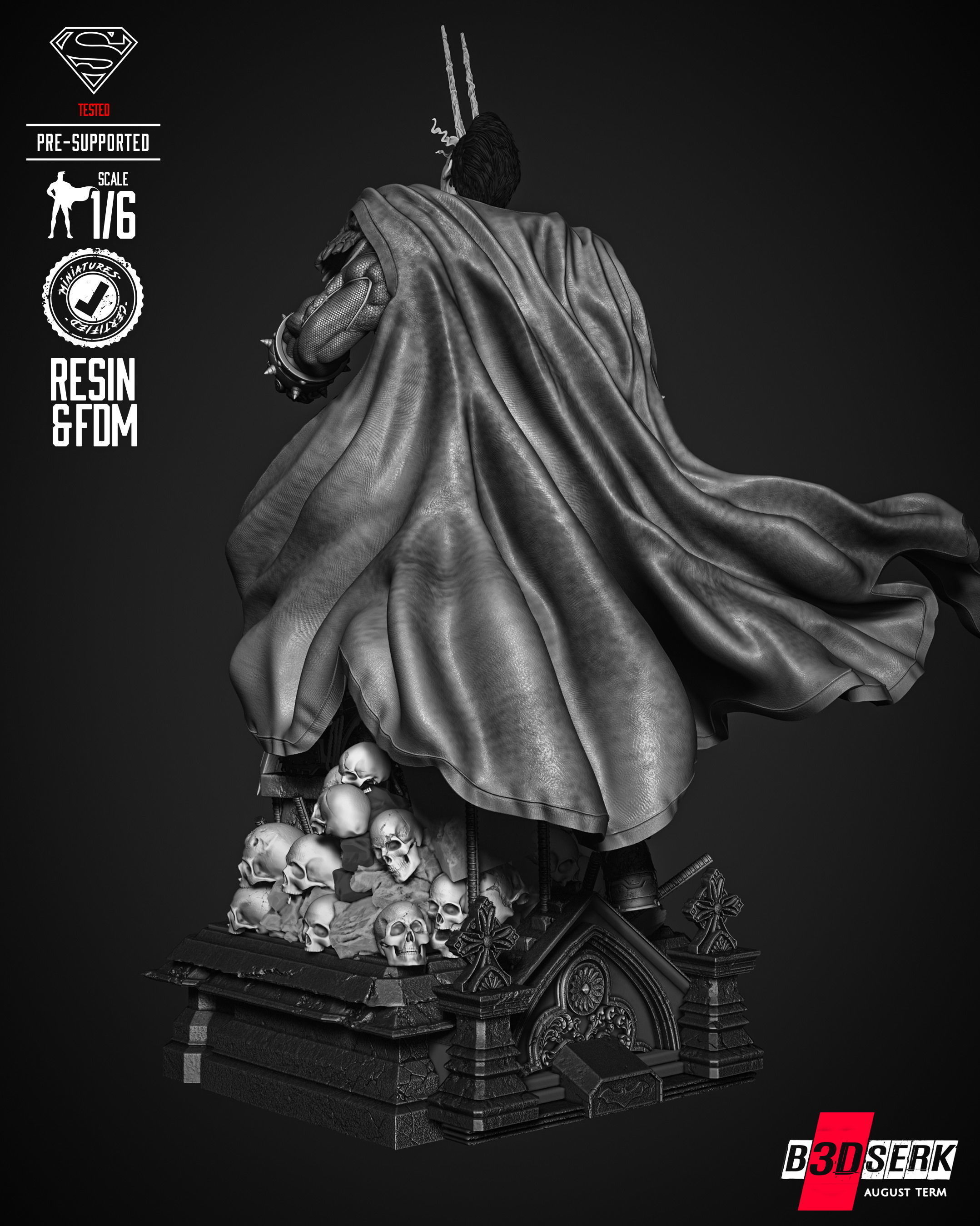 B3DSERK  Superman Dark Nights Sculpture 3D print model 3D print model_1