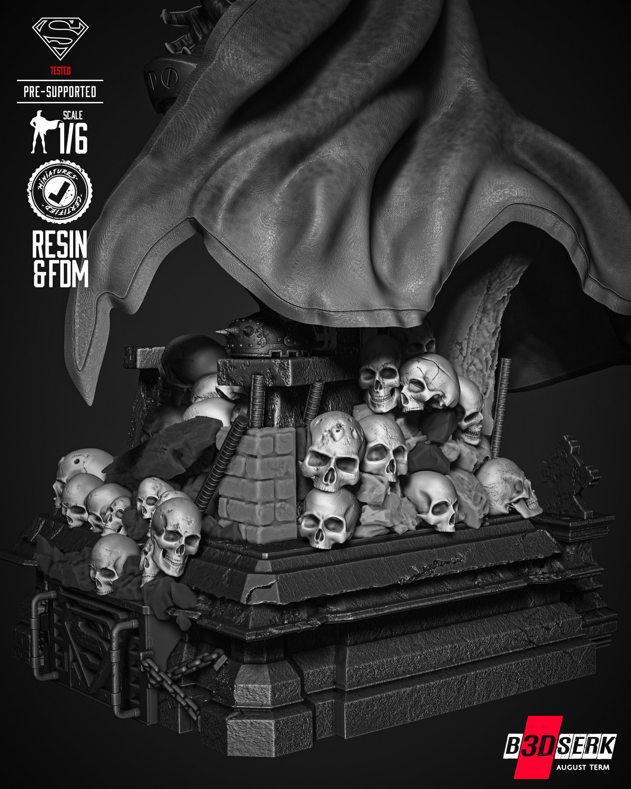 B3DSERK  Superman Dark Nights Sculpture 3D print model 3D print model_26