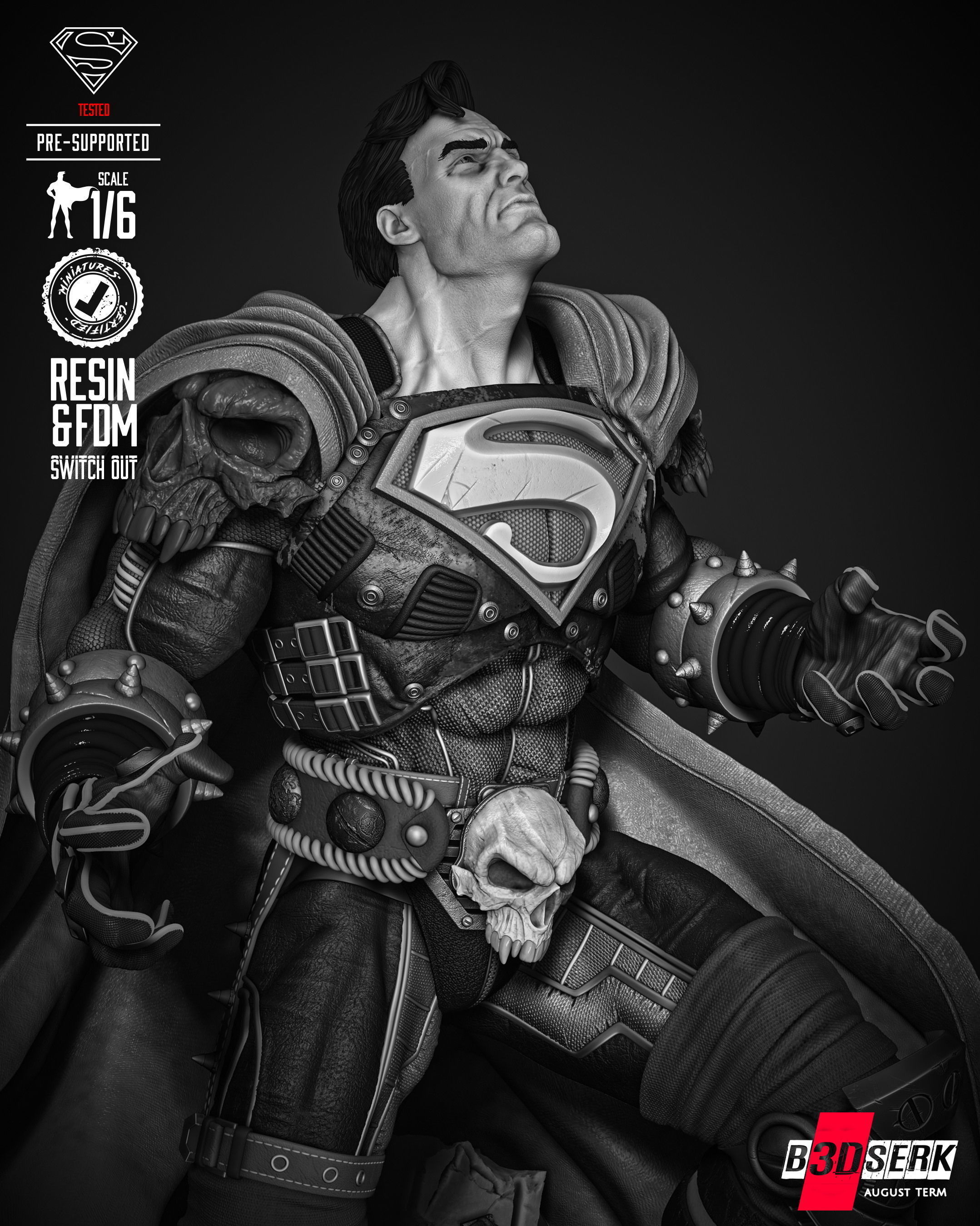 B3DSERK  Superman Dark Nights Sculpture 3D print model 3D print model_32