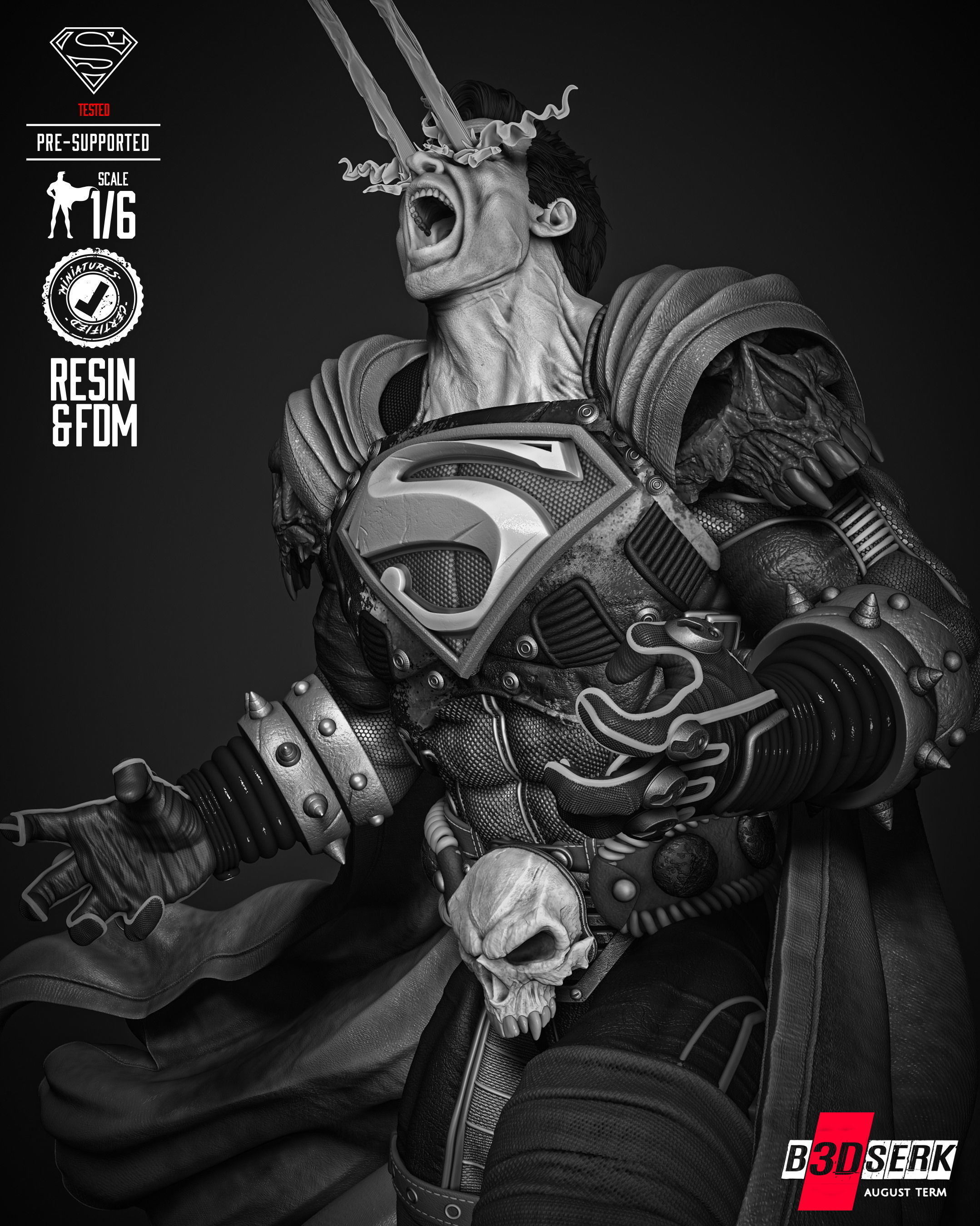 B3DSERK  Superman Dark Nights Sculpture 3D print model 3D print model_30