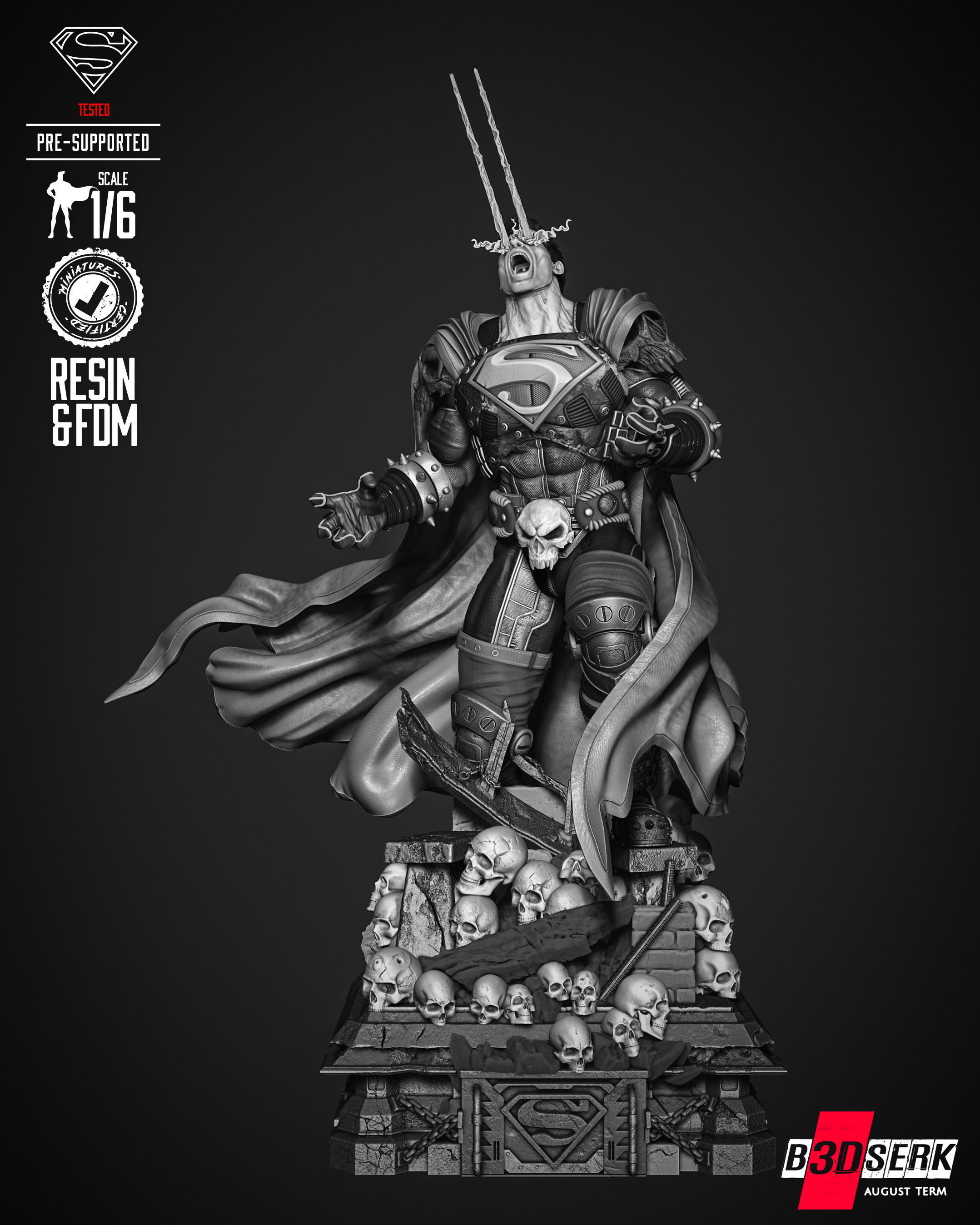 B3DSERK  Superman Dark Nights Sculpture 3D print model 3D print model_2