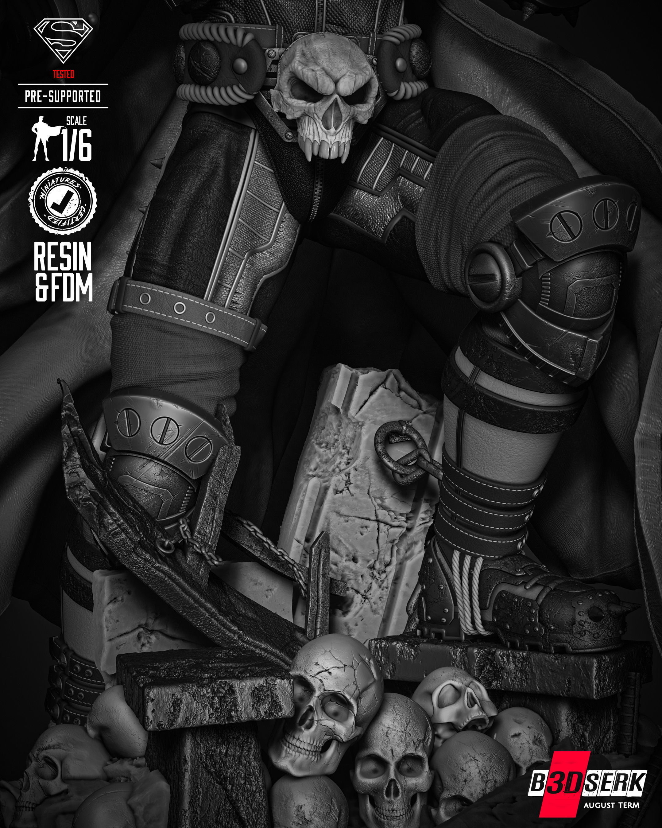 B3DSERK  Superman Dark Nights Sculpture 3D print model 3D print model_34