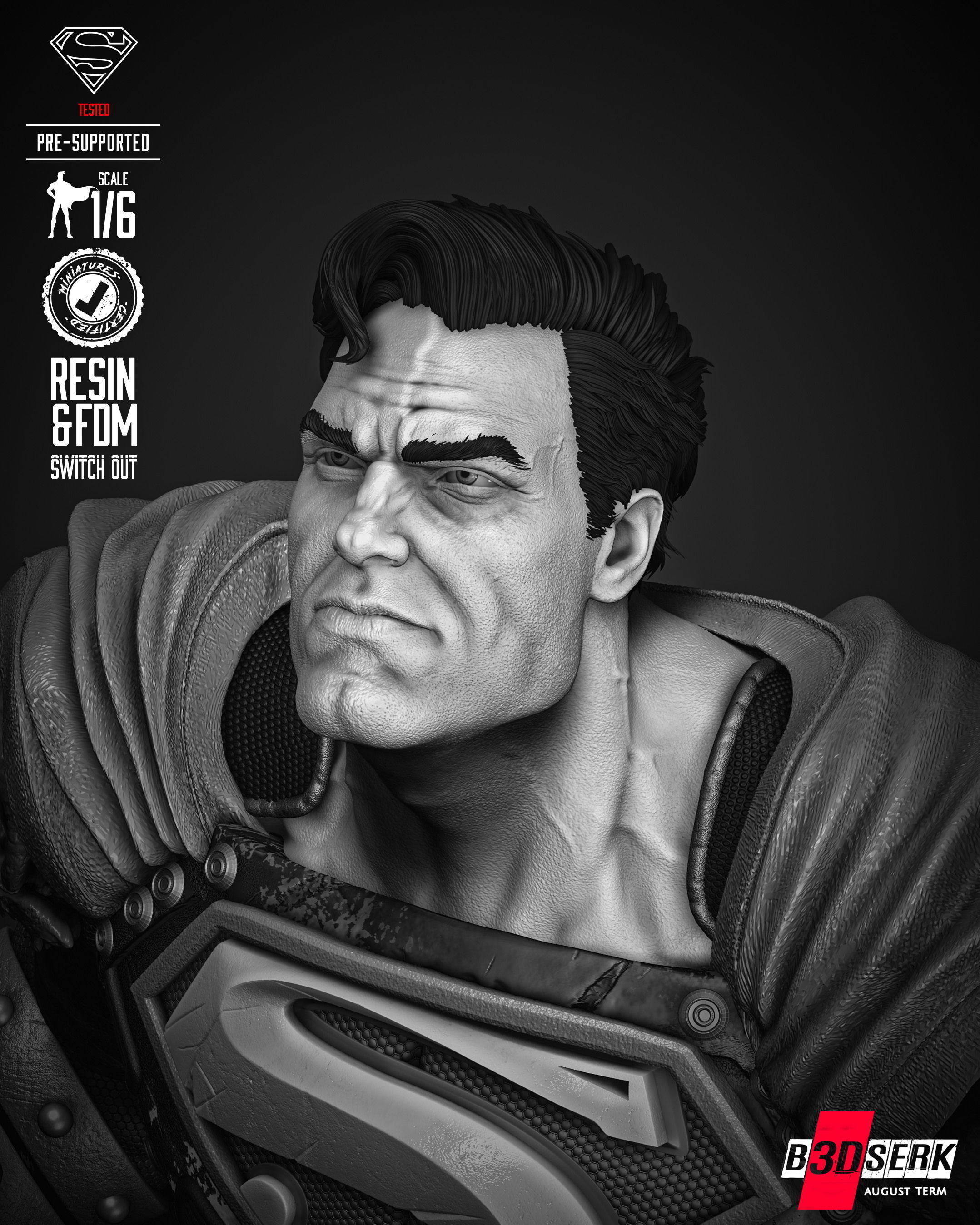 B3DSERK  Superman Dark Nights Sculpture 3D print model 3D print model_63
