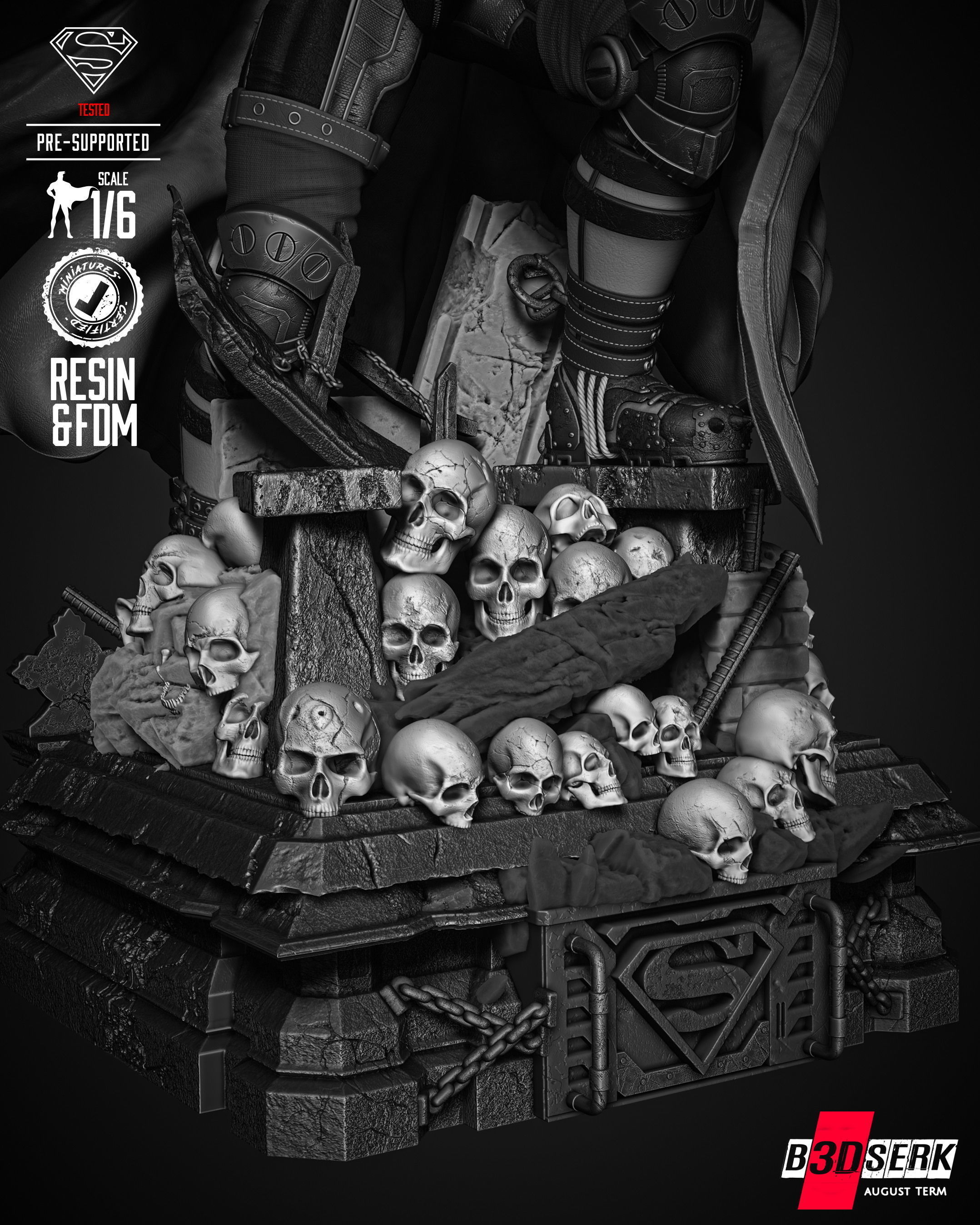 B3DSERK  Superman Dark Nights Sculpture 3D print model 3D print model_23