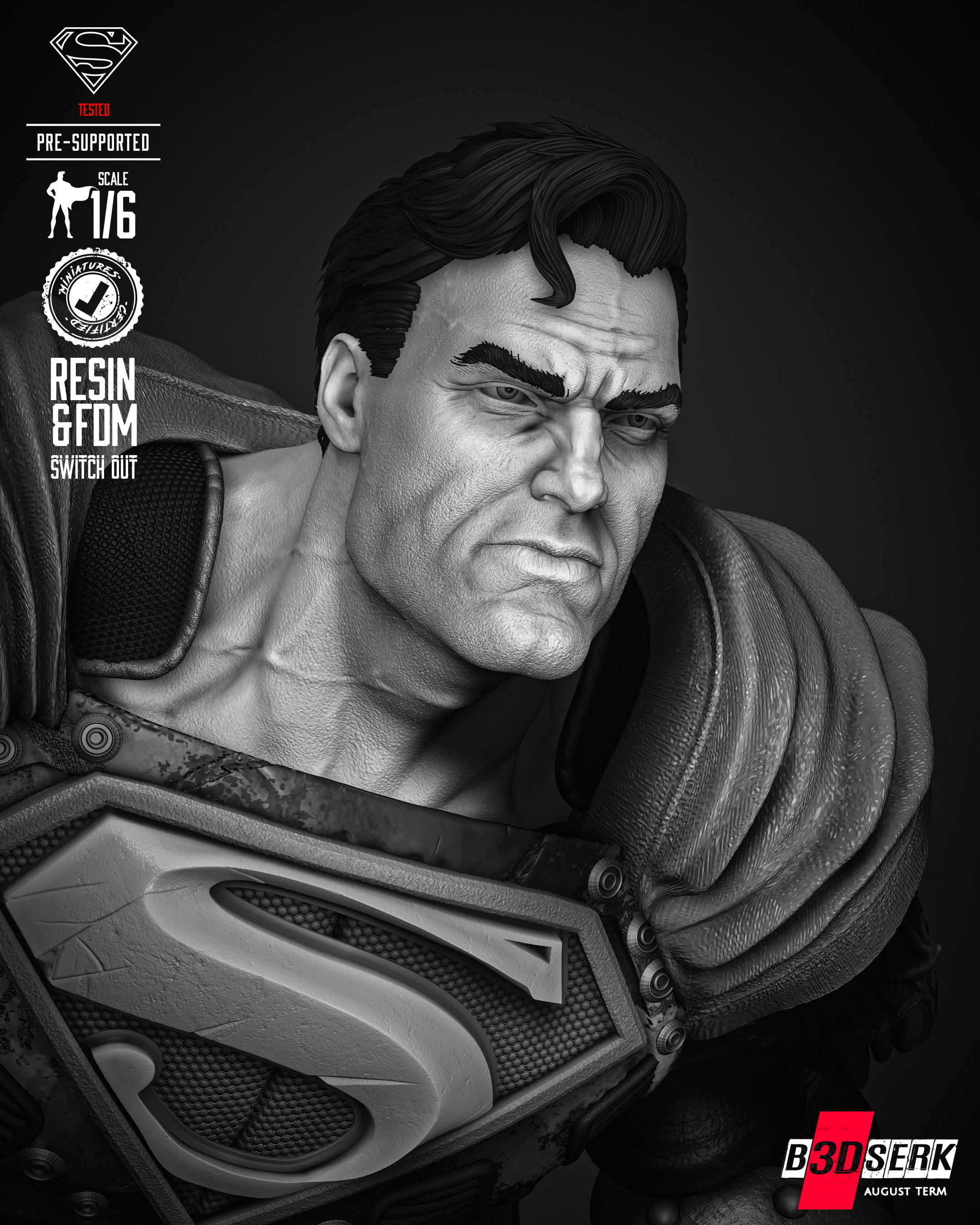 B3DSERK  Superman Dark Nights Sculpture 3D print model 3D print model_42