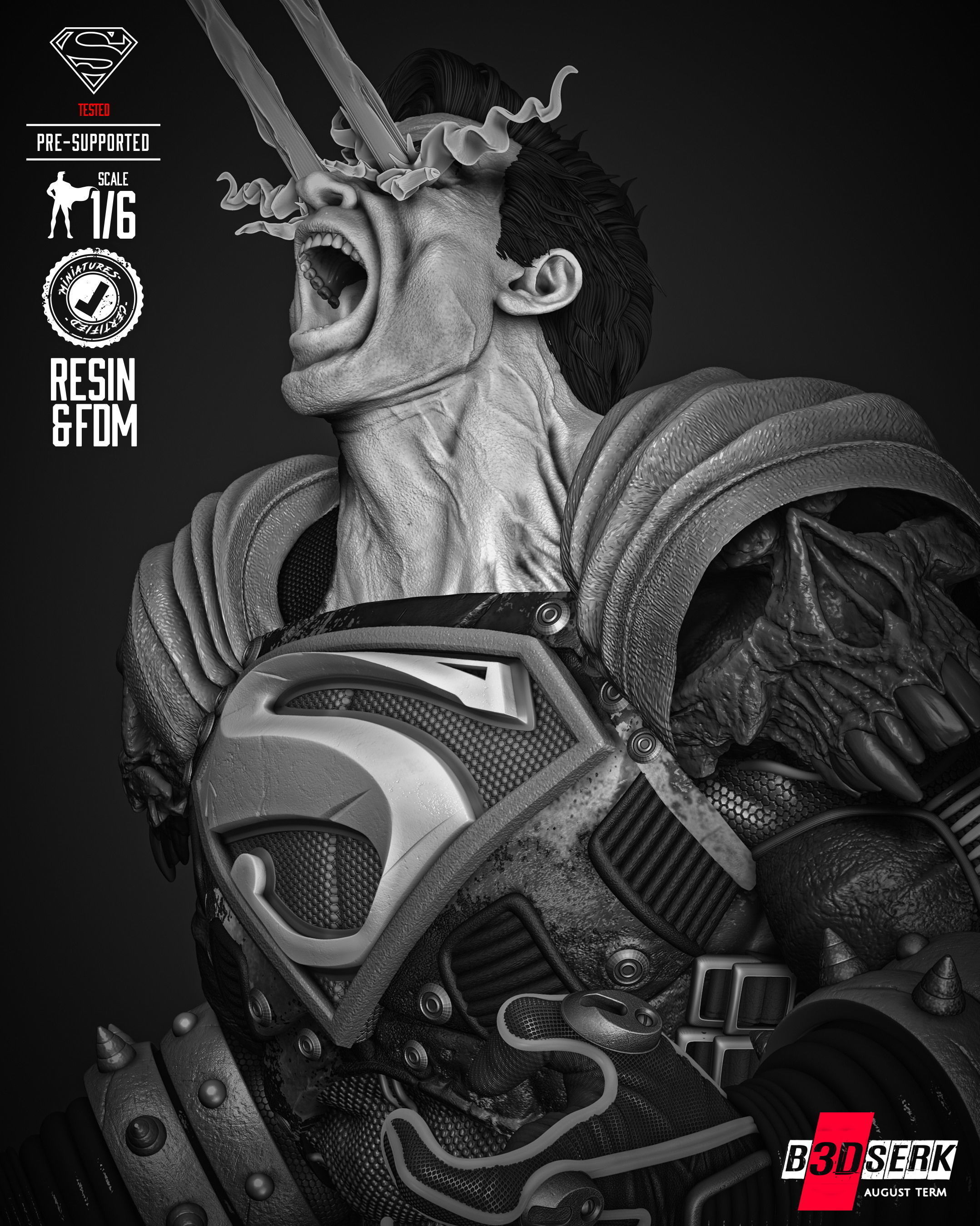 B3DSERK  Superman Dark Nights Sculpture 3D print model 3D print model_17