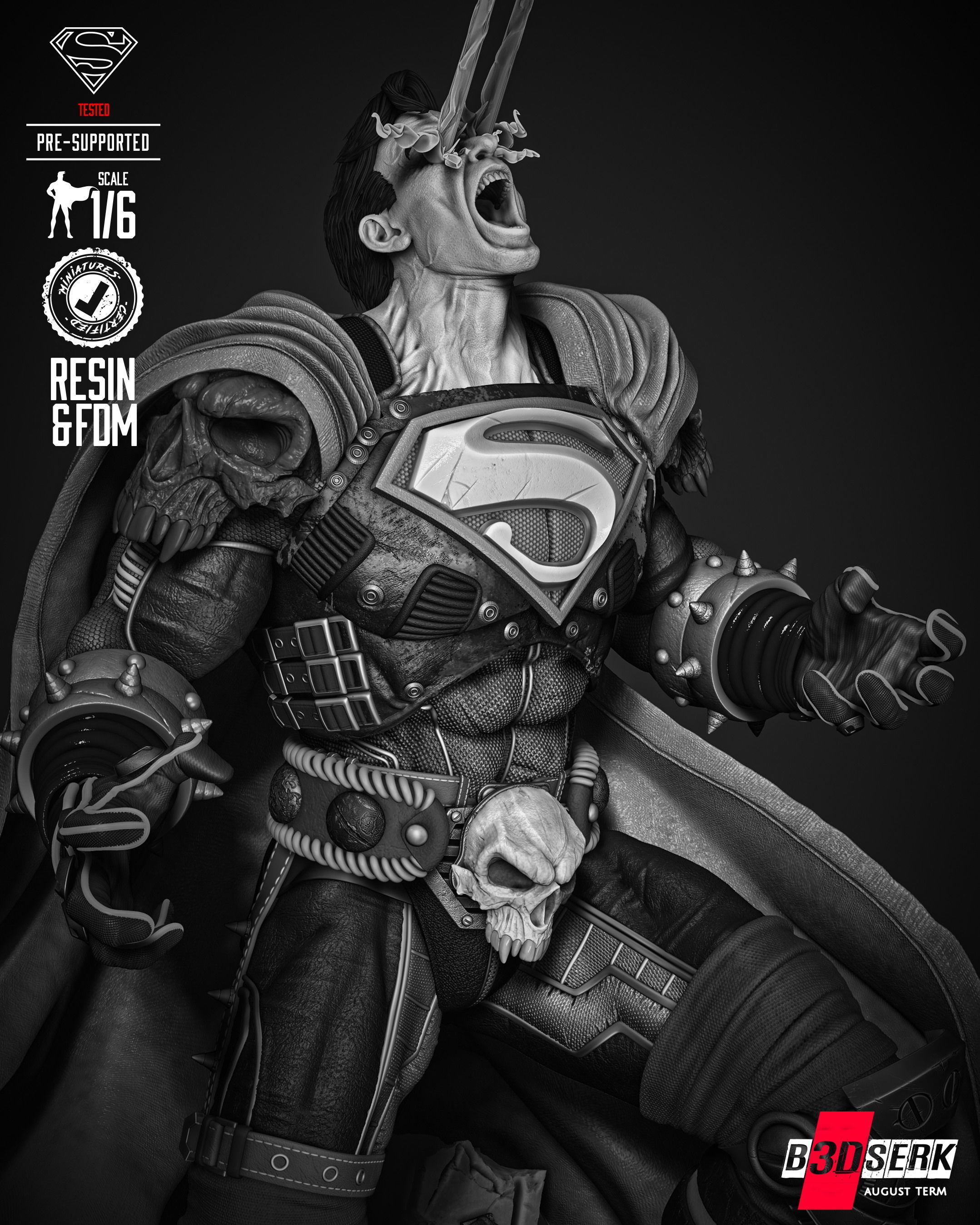 B3DSERK  Superman Dark Nights Sculpture 3D print model 3D print model_31