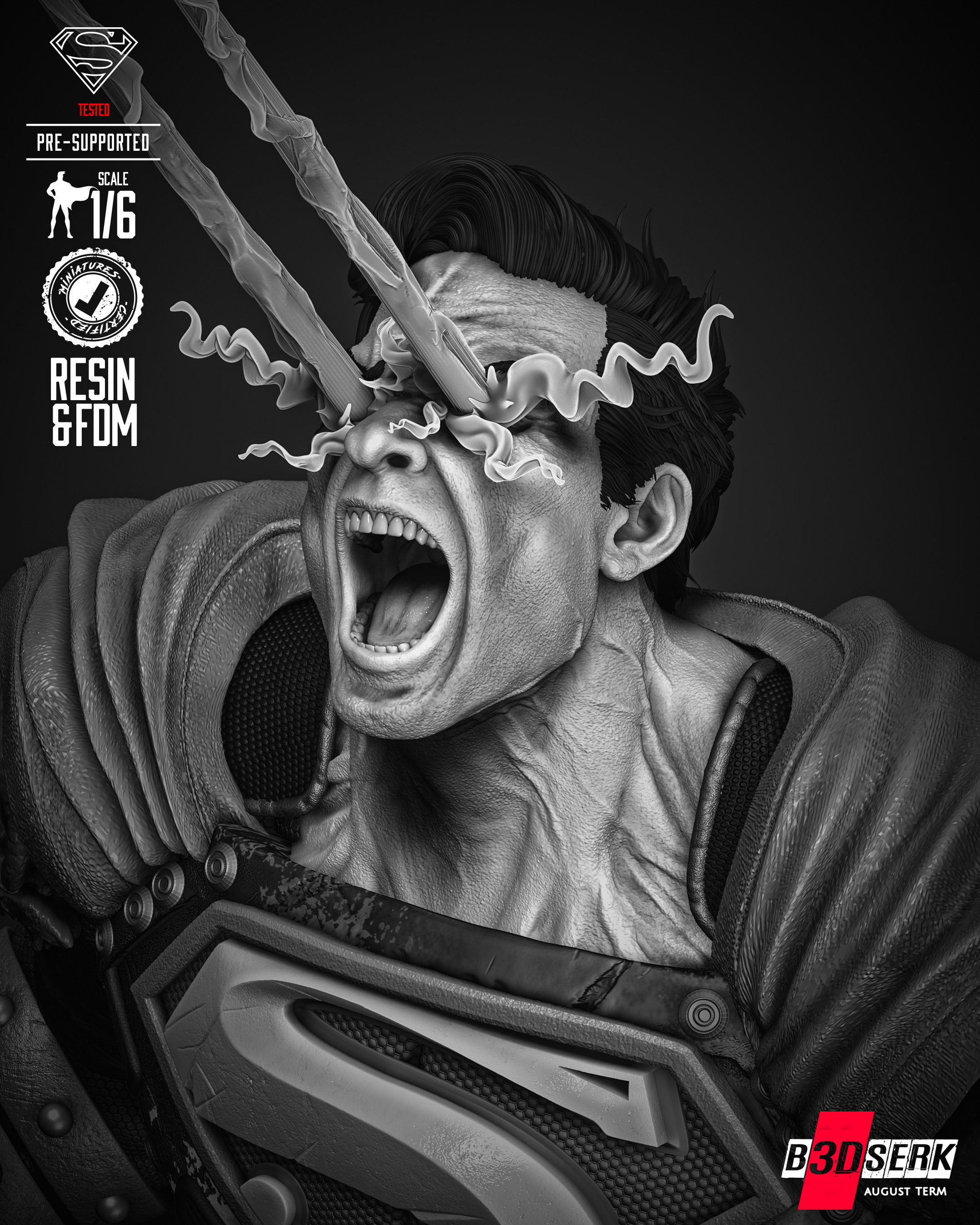 B3DSERK  Superman Dark Nights Sculpture 3D print model 3D print model_62