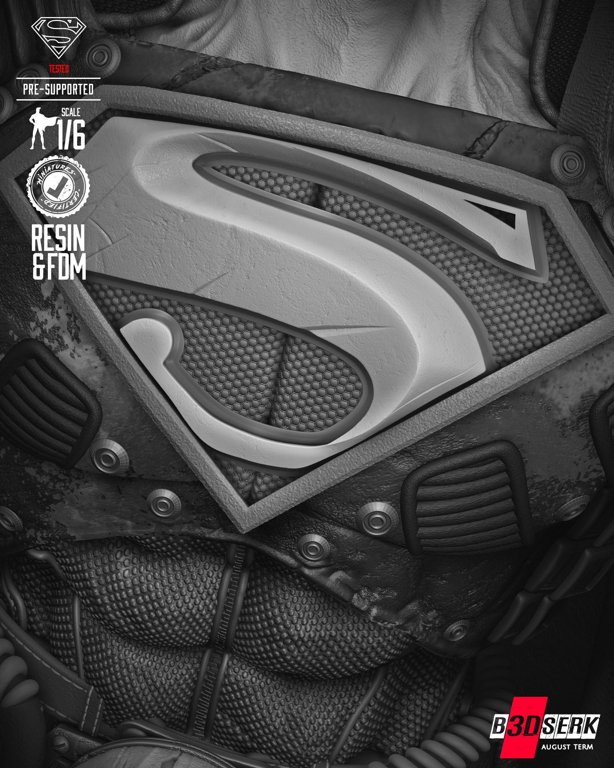 B3DSERK  Superman Dark Nights Sculpture 3D print model 3D print model_15