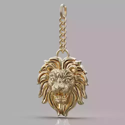 Lion key holder silver gold 3d printable jewelry model